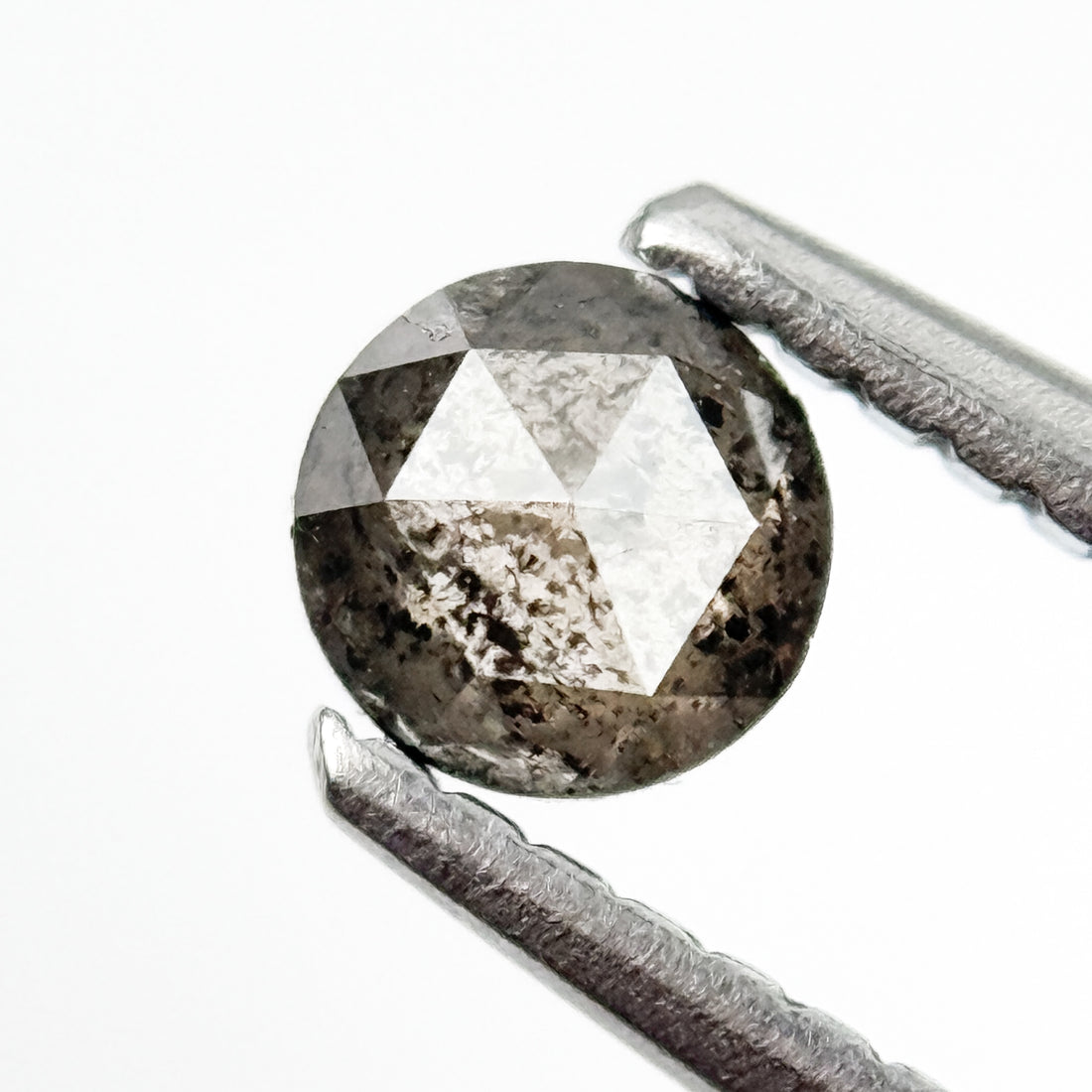 0.27 Ct Round Rose Cut Grey Natural Salt and Pepper Diamond