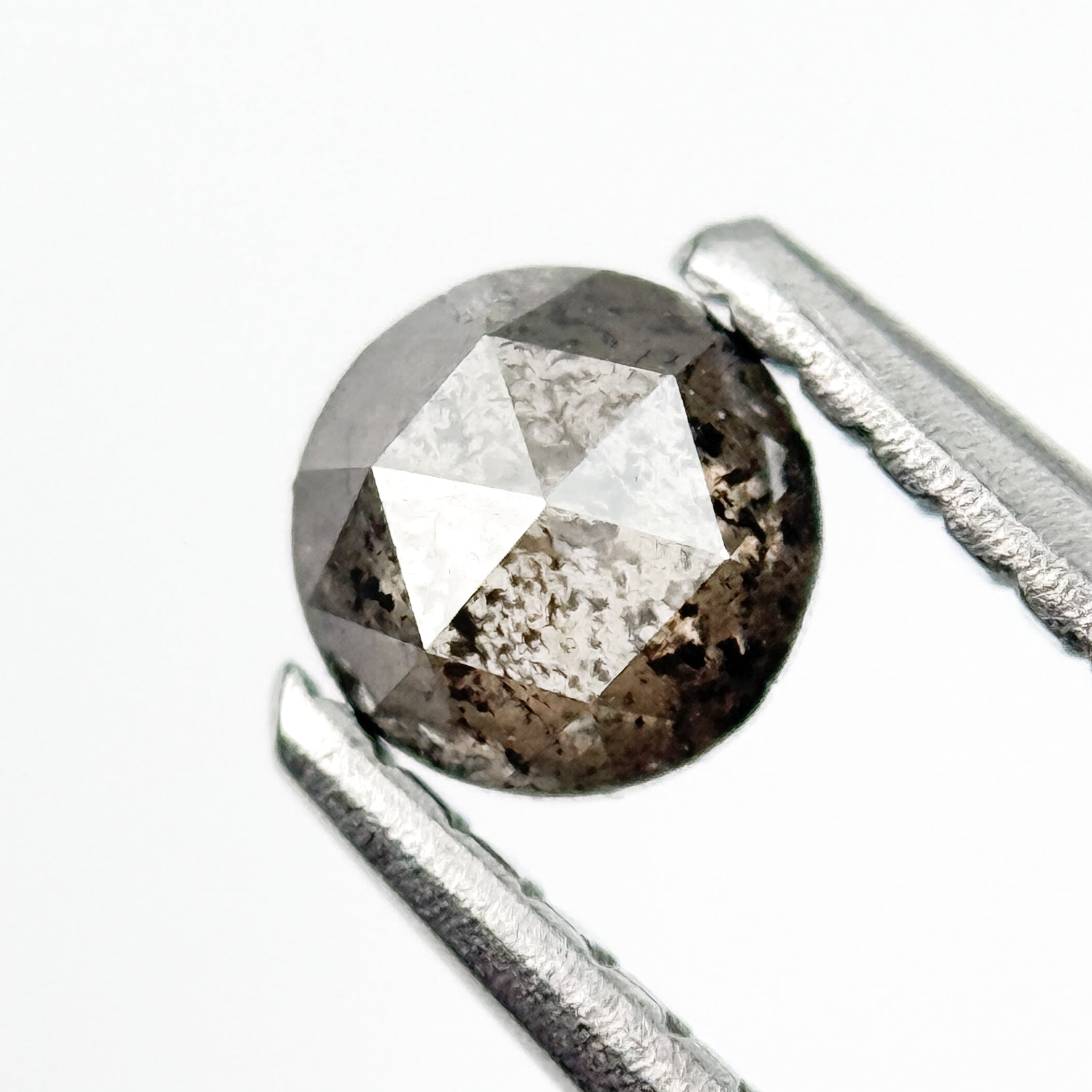 0.27 Ct Round Rose Cut Grey Natural Salt and Pepper Diamond