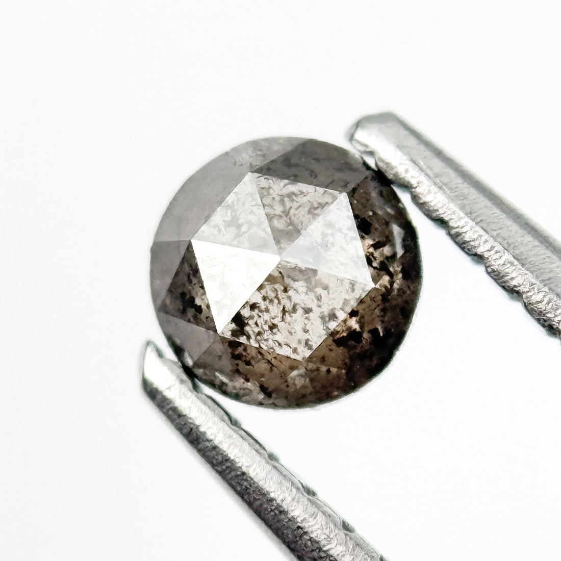 0.27 Ct Round Rose Cut Grey Natural Salt and Pepper Diamond