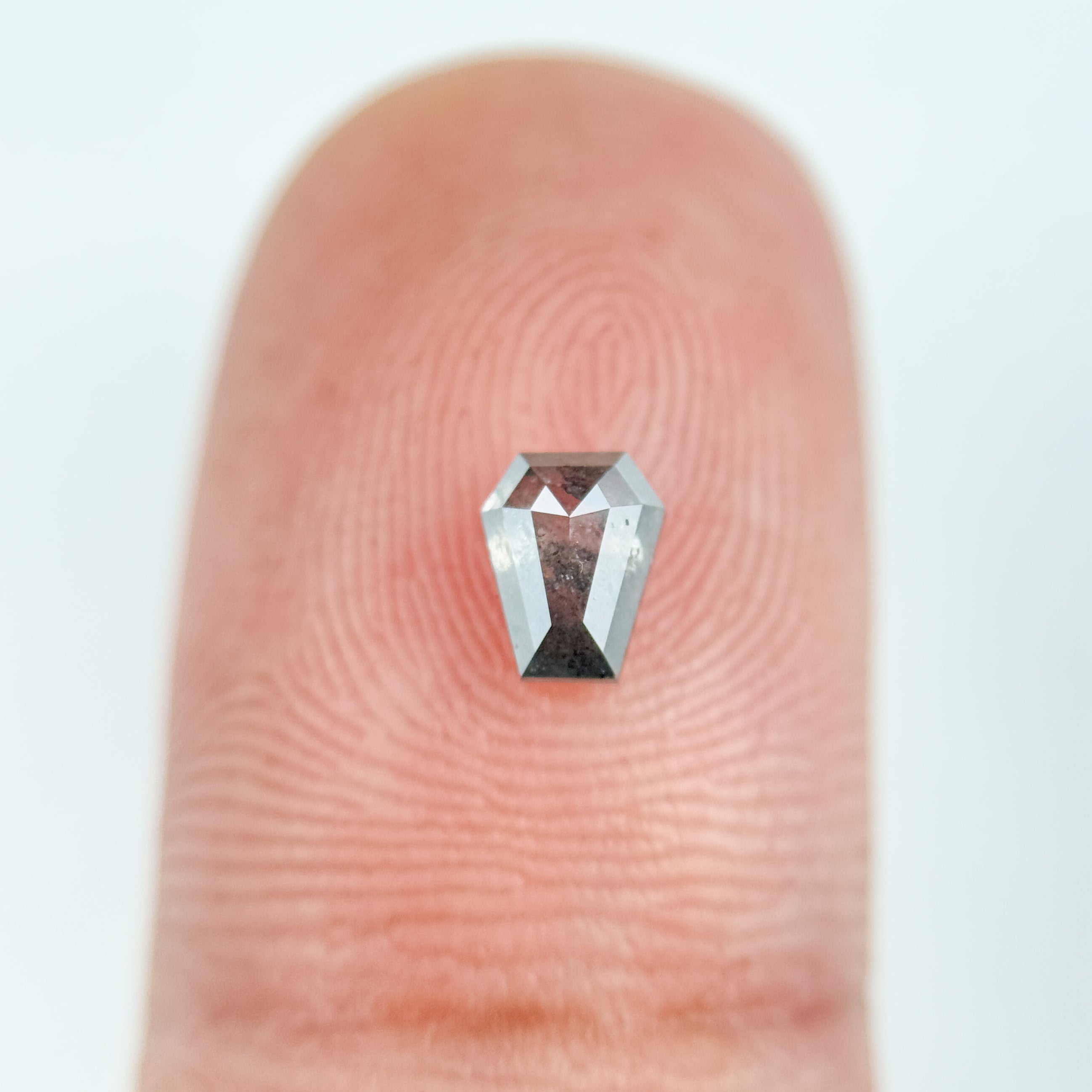 0.52 Ct Coffin Rose Cut Grey Natural Salt and Pepper Diamond