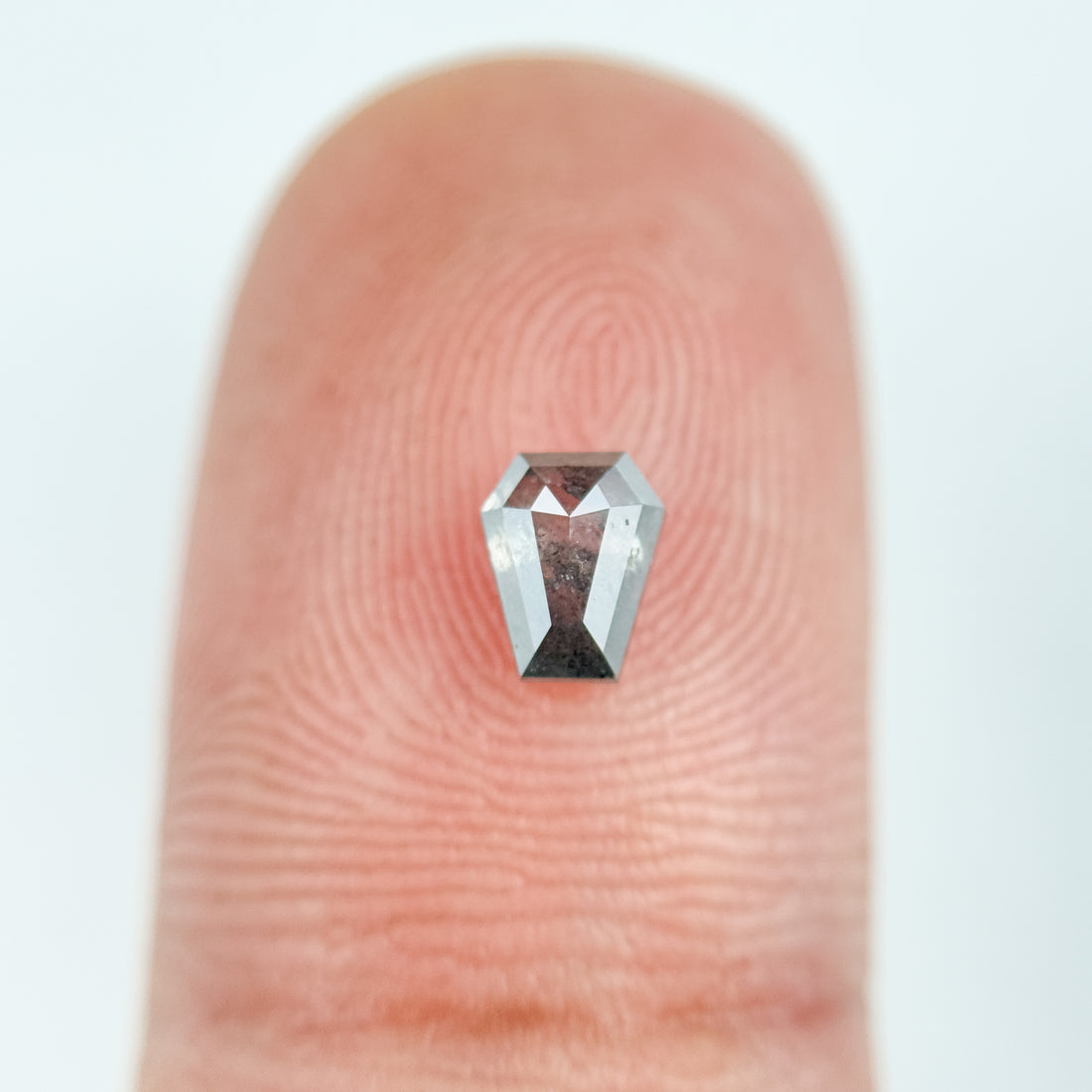 0.52 Ct Coffin Rose Cut Grey Natural Salt and Pepper Diamond