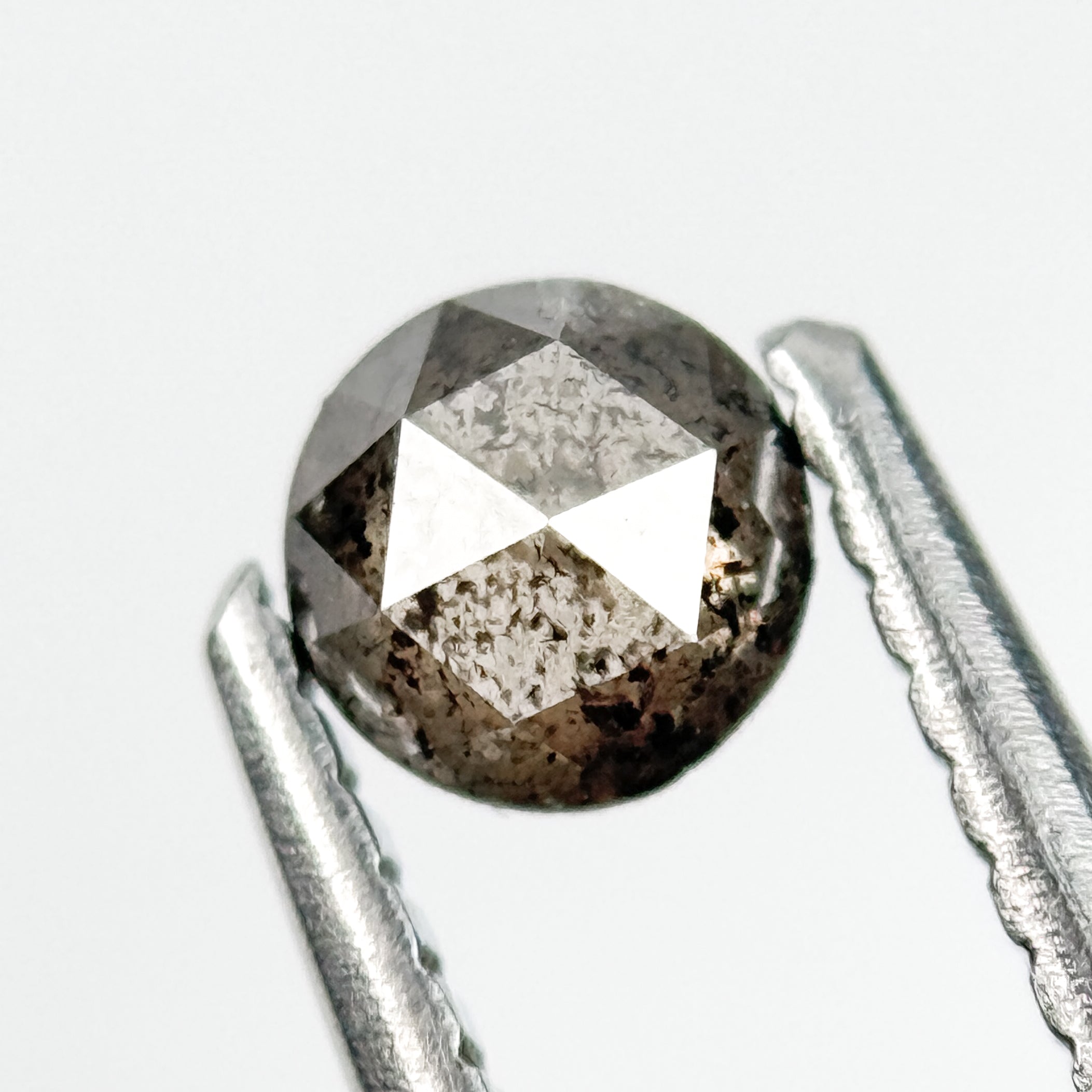 0.27 Ct Round Rose Cut Grey Natural Salt and Pepper Diamond