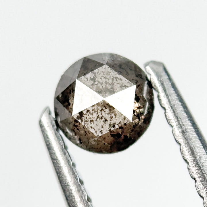 0.27 Ct Round Rose Cut Grey Natural Salt and Pepper Diamond