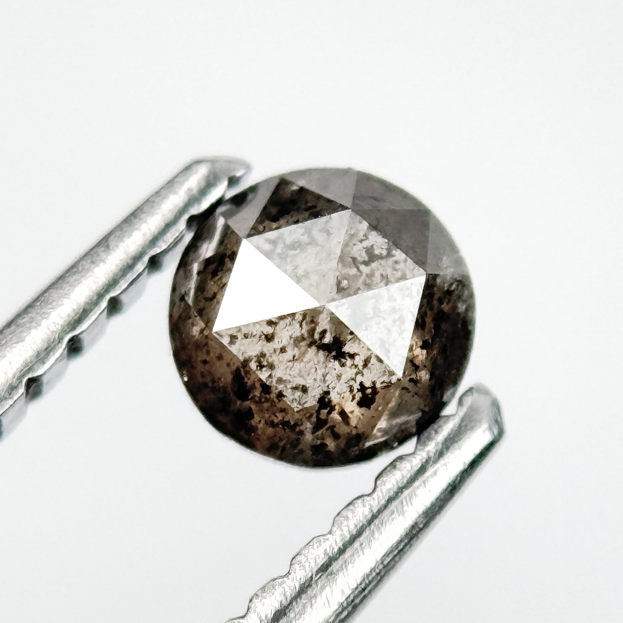 0.27 Ct Round Rose Cut Grey Natural Salt and Pepper Diamond