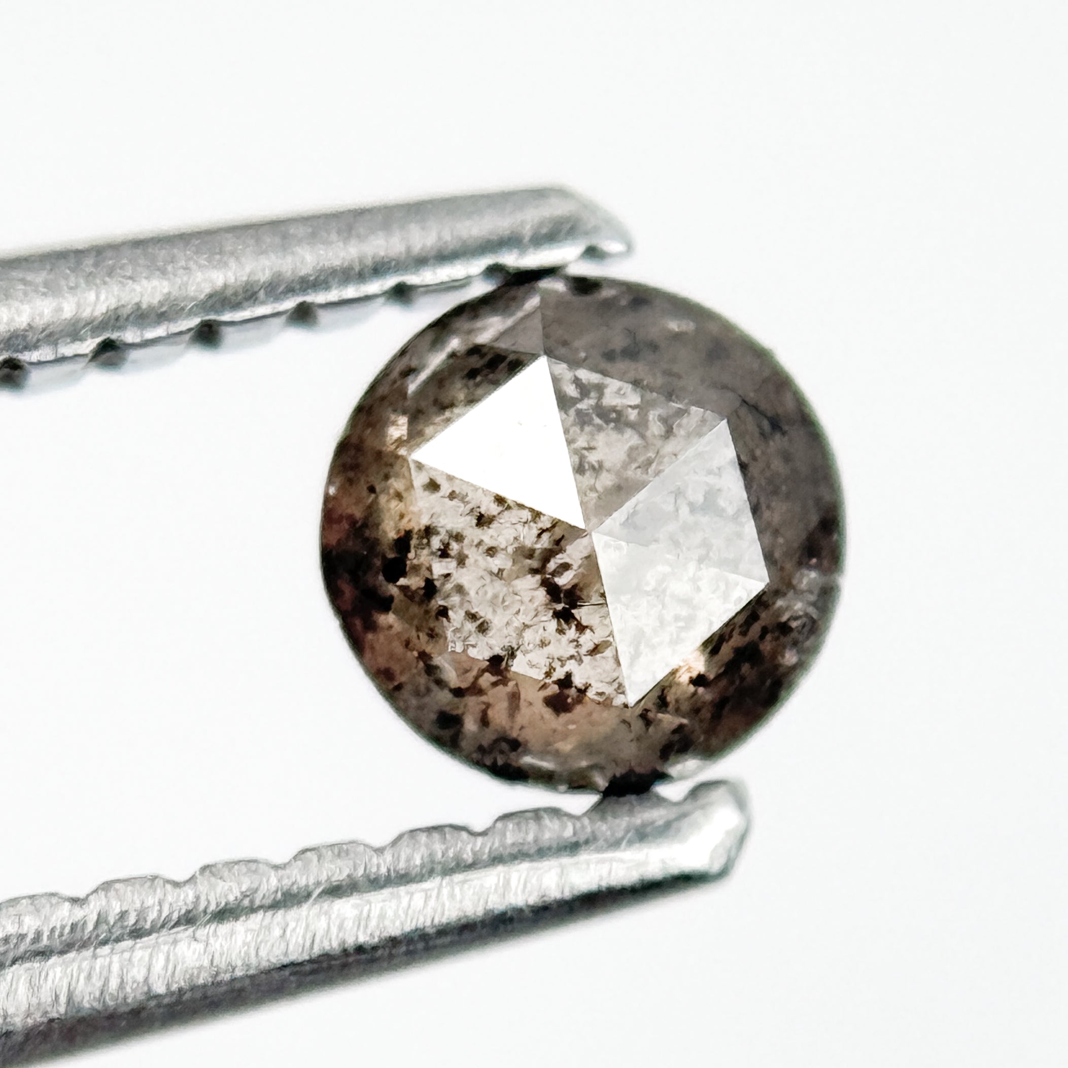 0.27 Ct Round Rose Cut Grey Natural Salt and Pepper Diamond