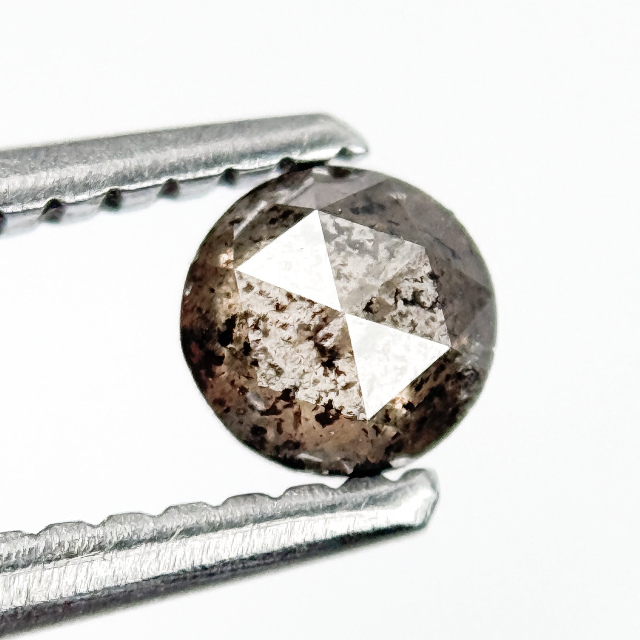 0.27 Ct Round Rose Cut Grey Natural Salt and Pepper Diamond