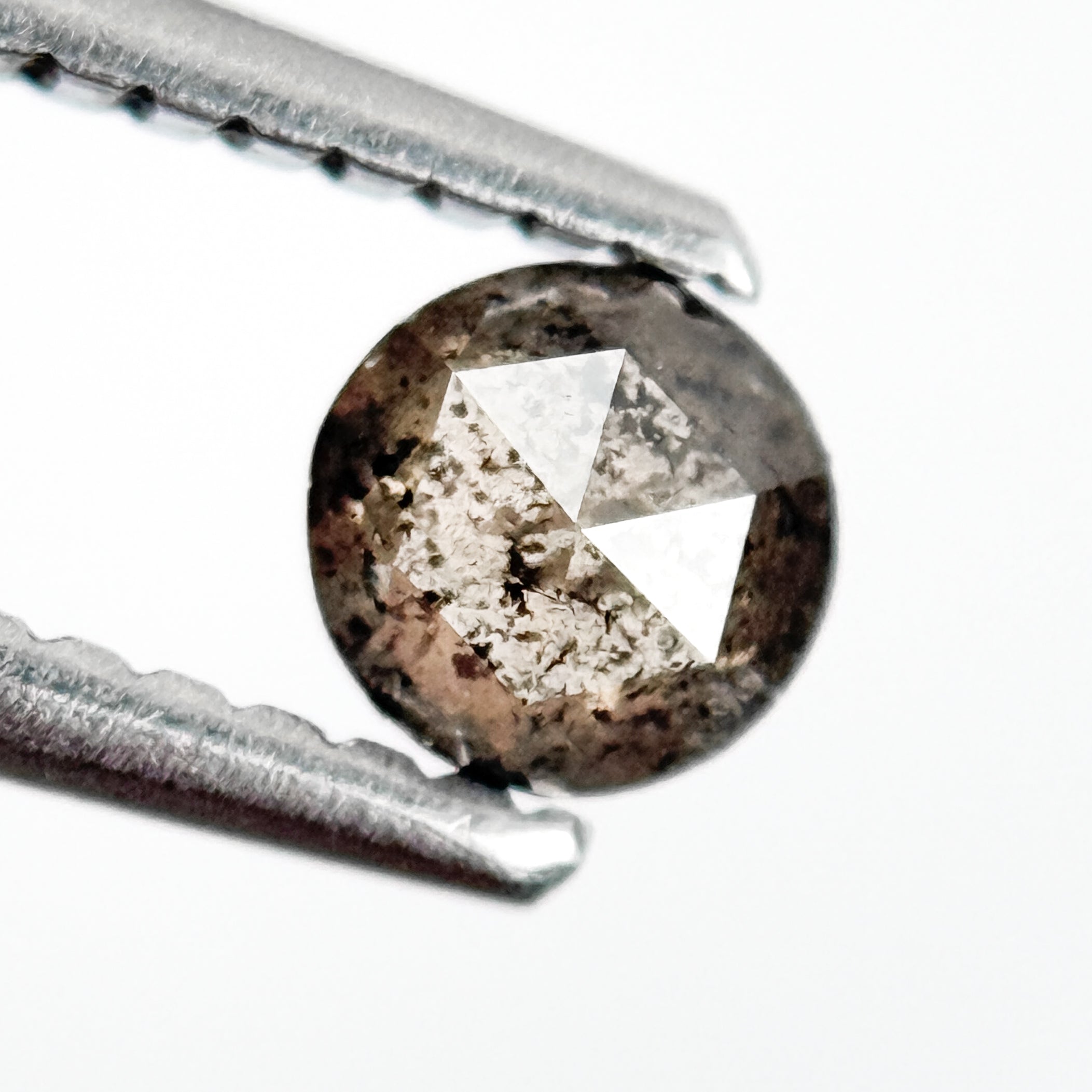 0.27 Ct Round Rose Cut Grey Natural Salt and Pepper Diamond