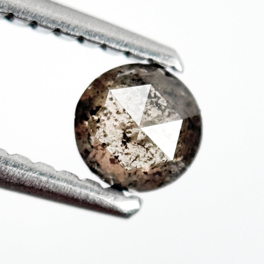 0.27 Ct Round Rose Cut Grey Natural Salt and Pepper Diamond