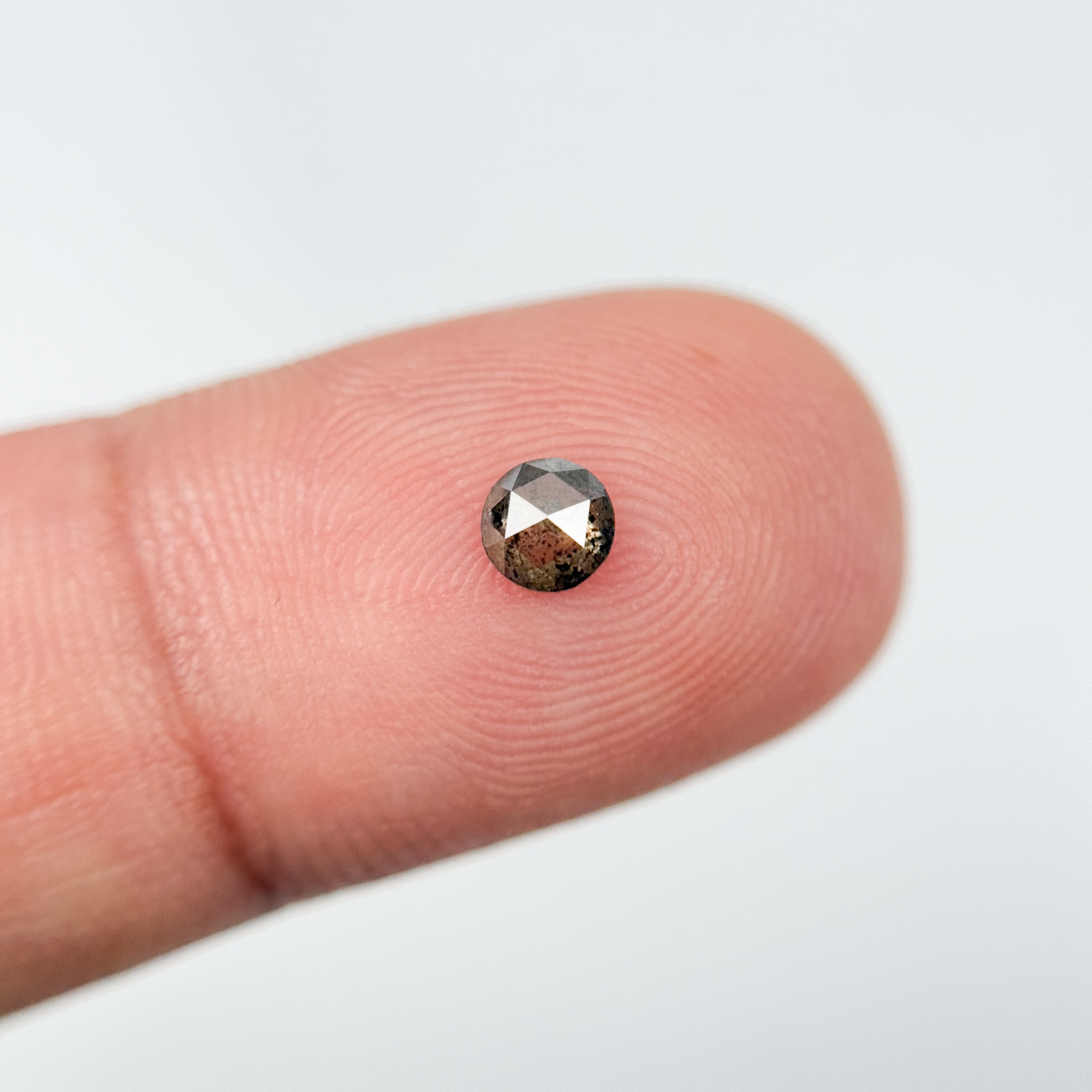 0.27 Ct Round Rose Cut Grey Natural Salt and Pepper Diamond