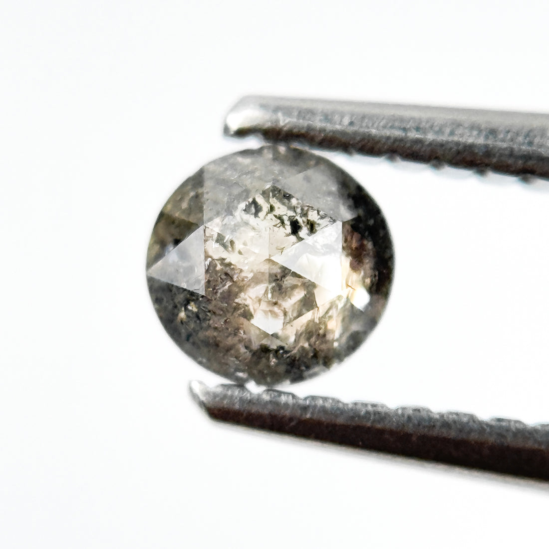 0.33 Ct Round Rose Cut Grey Natural Salt and Pepper Diamond