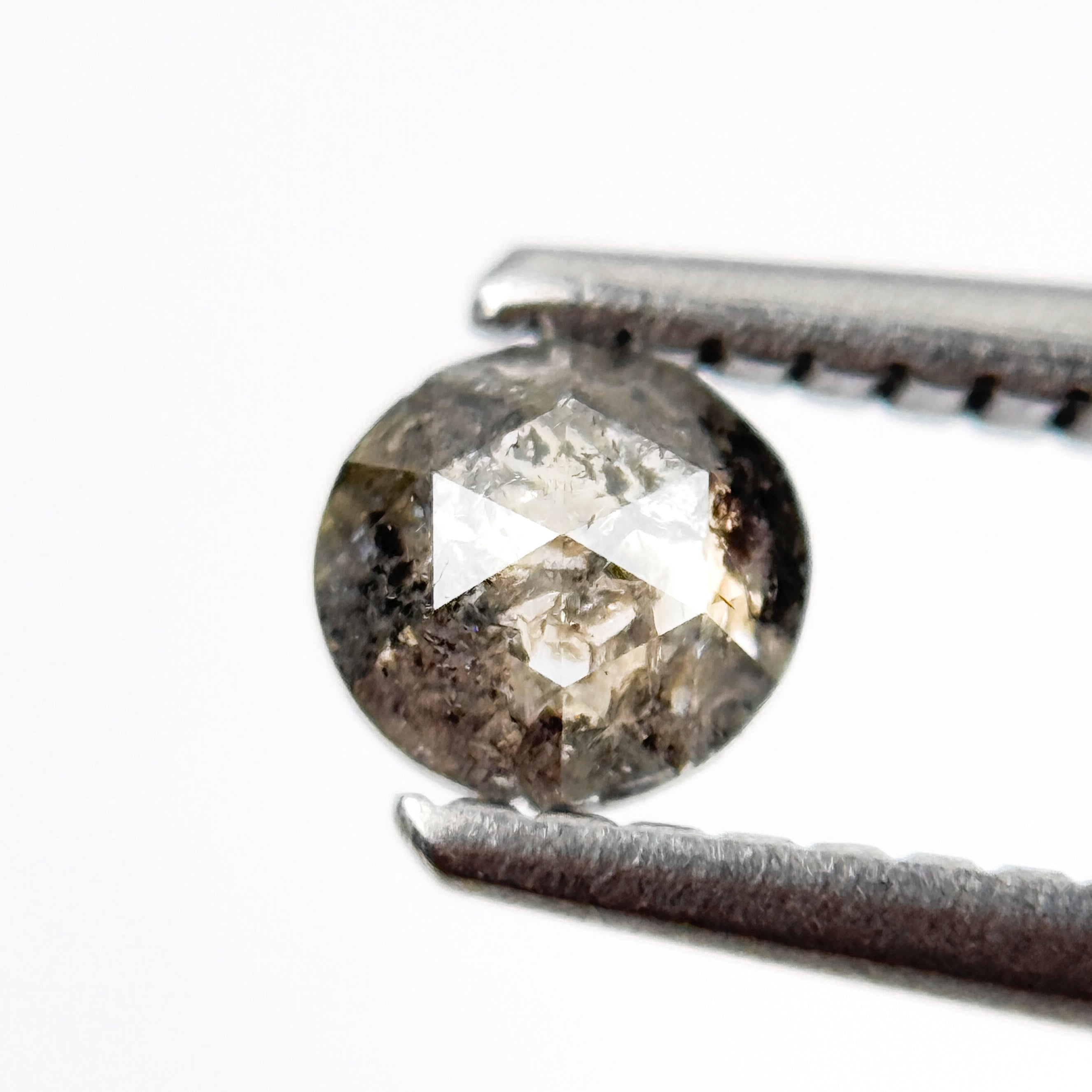0.33 Ct Round Rose Cut Grey Natural Salt and Pepper Diamond