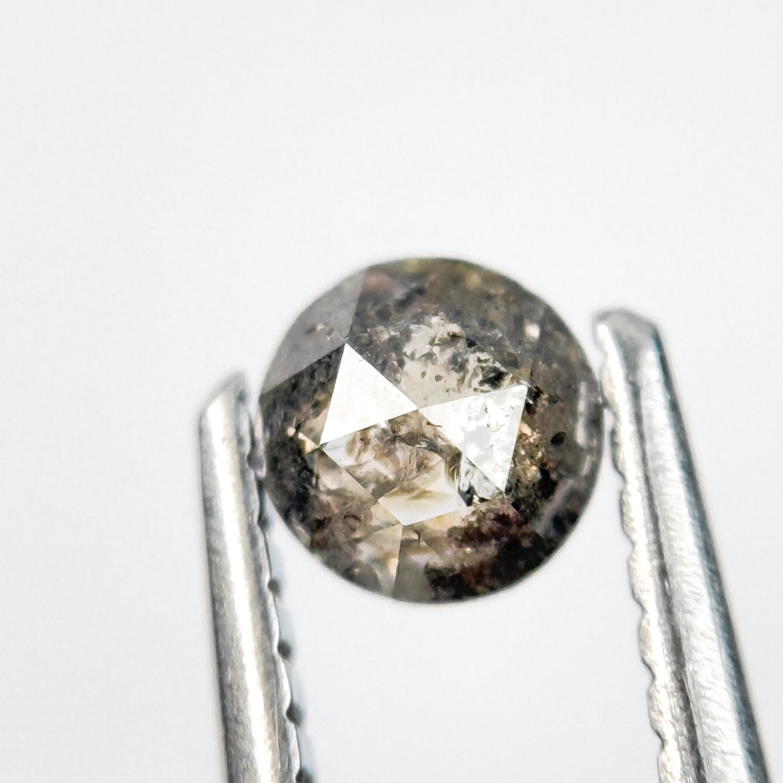 0.33 Ct Round Rose Cut Grey Natural Salt and Pepper Diamond