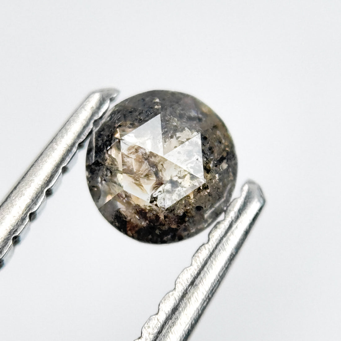 0.33 Ct Round Rose Cut Grey Natural Salt and Pepper Diamond