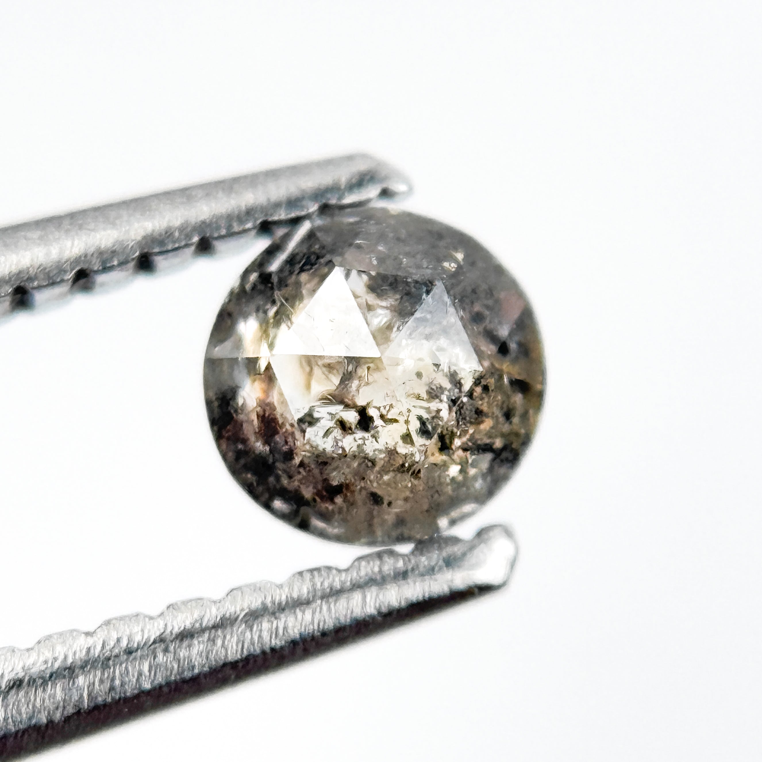 0.33 Ct Round Rose Cut Grey Natural Salt and Pepper Diamond