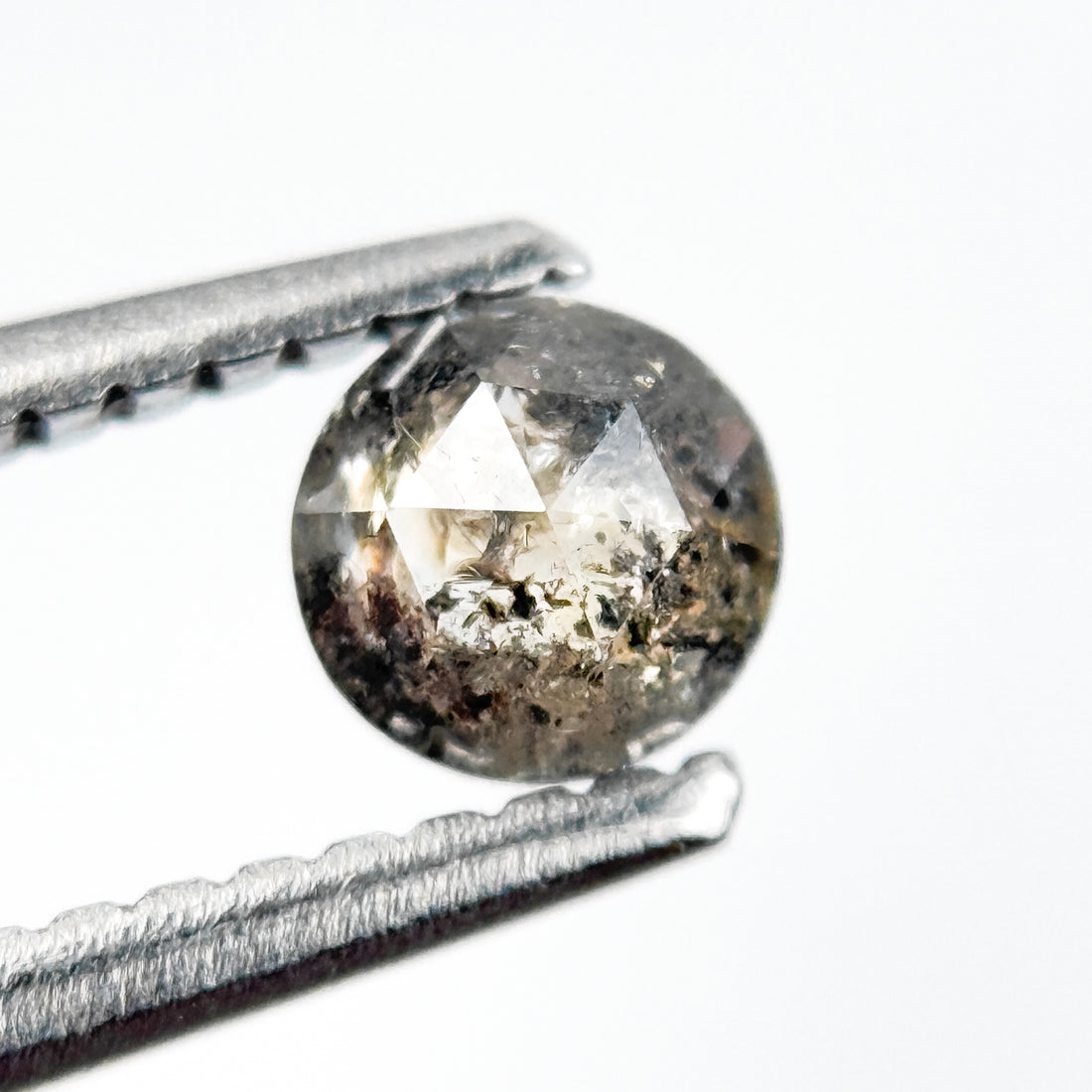 0.33 Ct Round Rose Cut Grey Natural Salt and Pepper Diamond