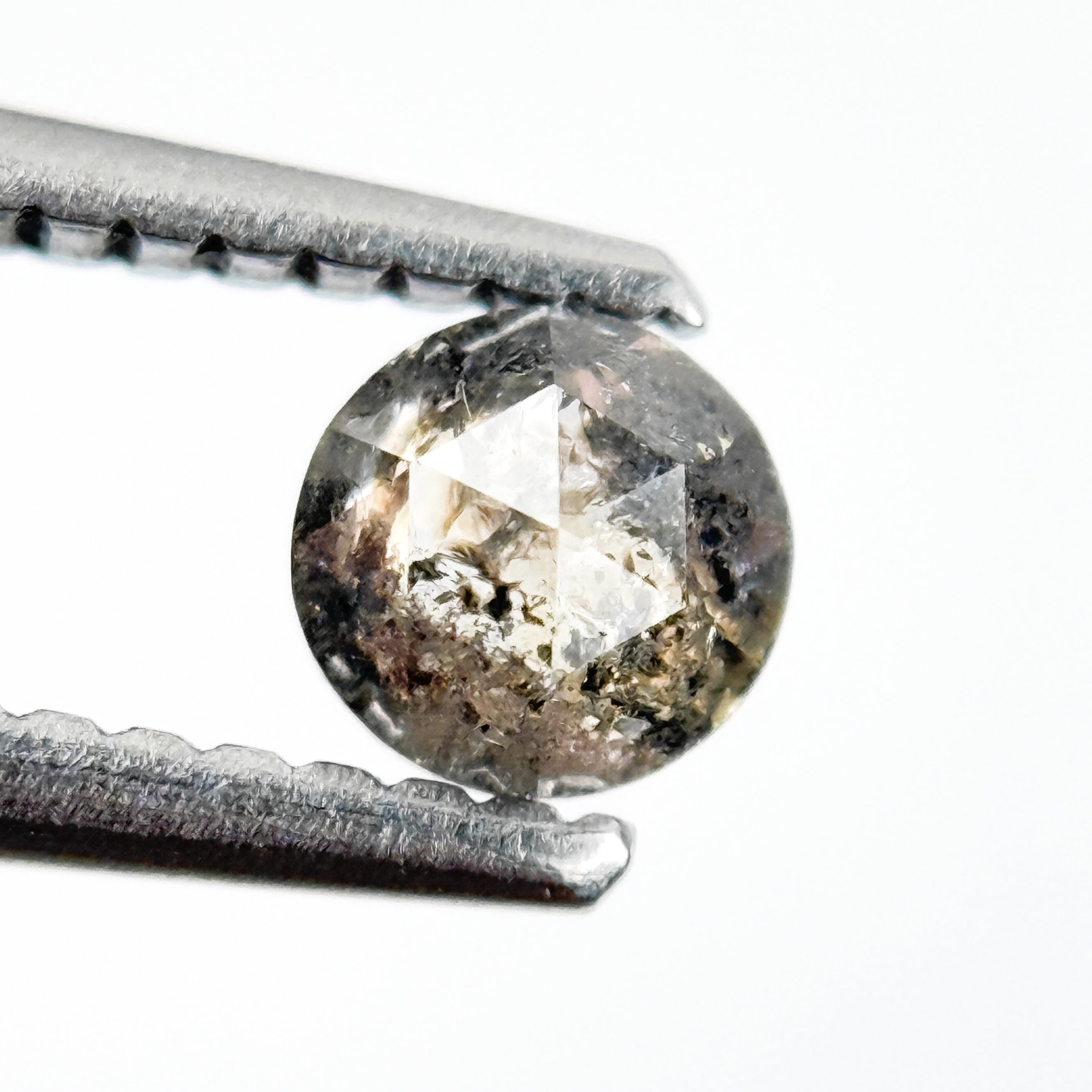 0.33 Ct Round Rose Cut Grey Natural Salt and Pepper Diamond