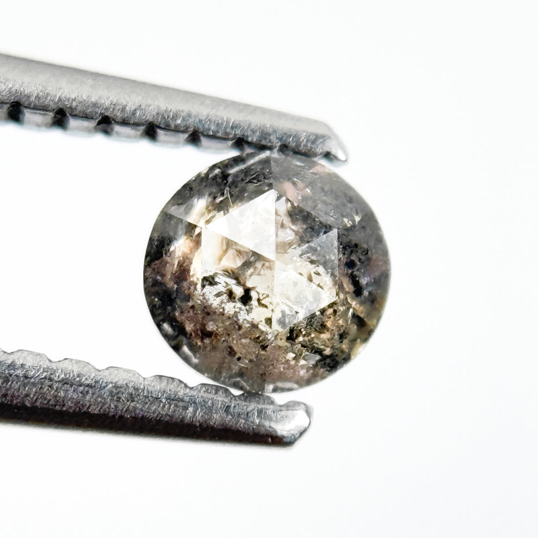 0.33 Ct Round Rose Cut Grey Natural Salt and Pepper Diamond