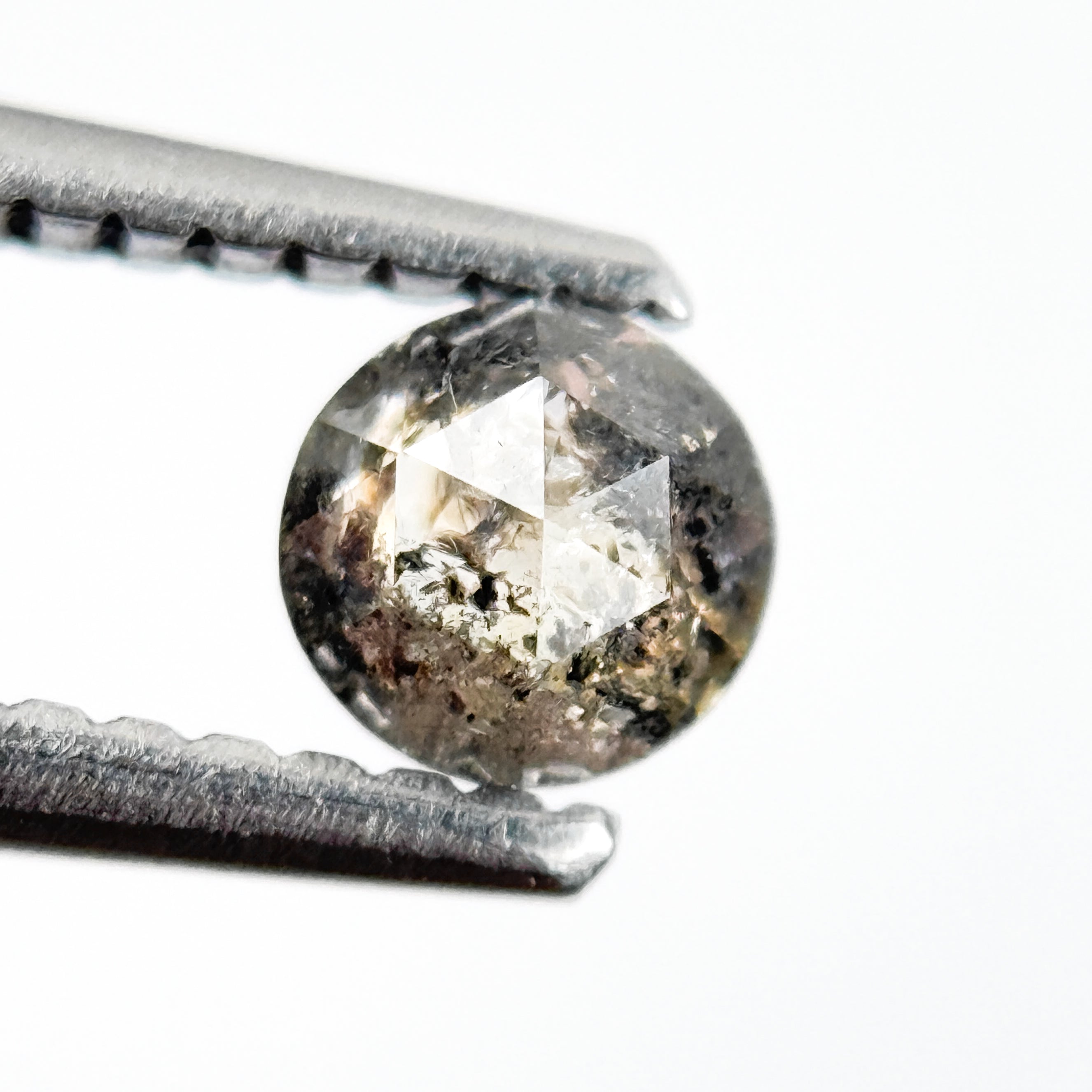 0.33 Ct Round Rose Cut Grey Natural Salt and Pepper Diamond