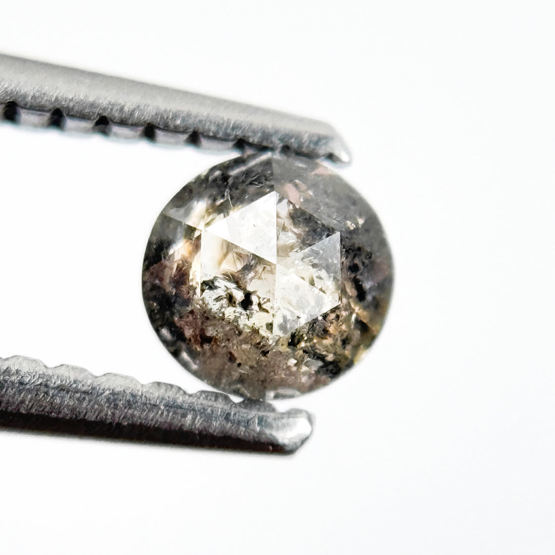 0.33 Ct Round Rose Cut Grey Natural Salt and Pepper Diamond