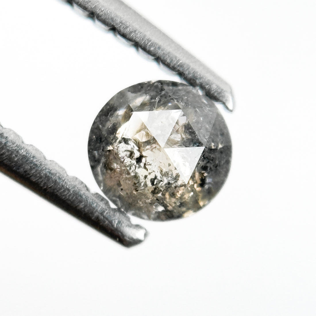 0.33 Ct Round Rose Cut Grey Natural Salt and Pepper Diamond