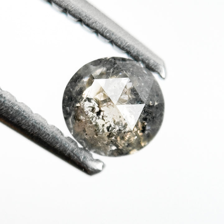 0.33 Ct Round Rose Cut Grey Natural Salt and Pepper Diamond