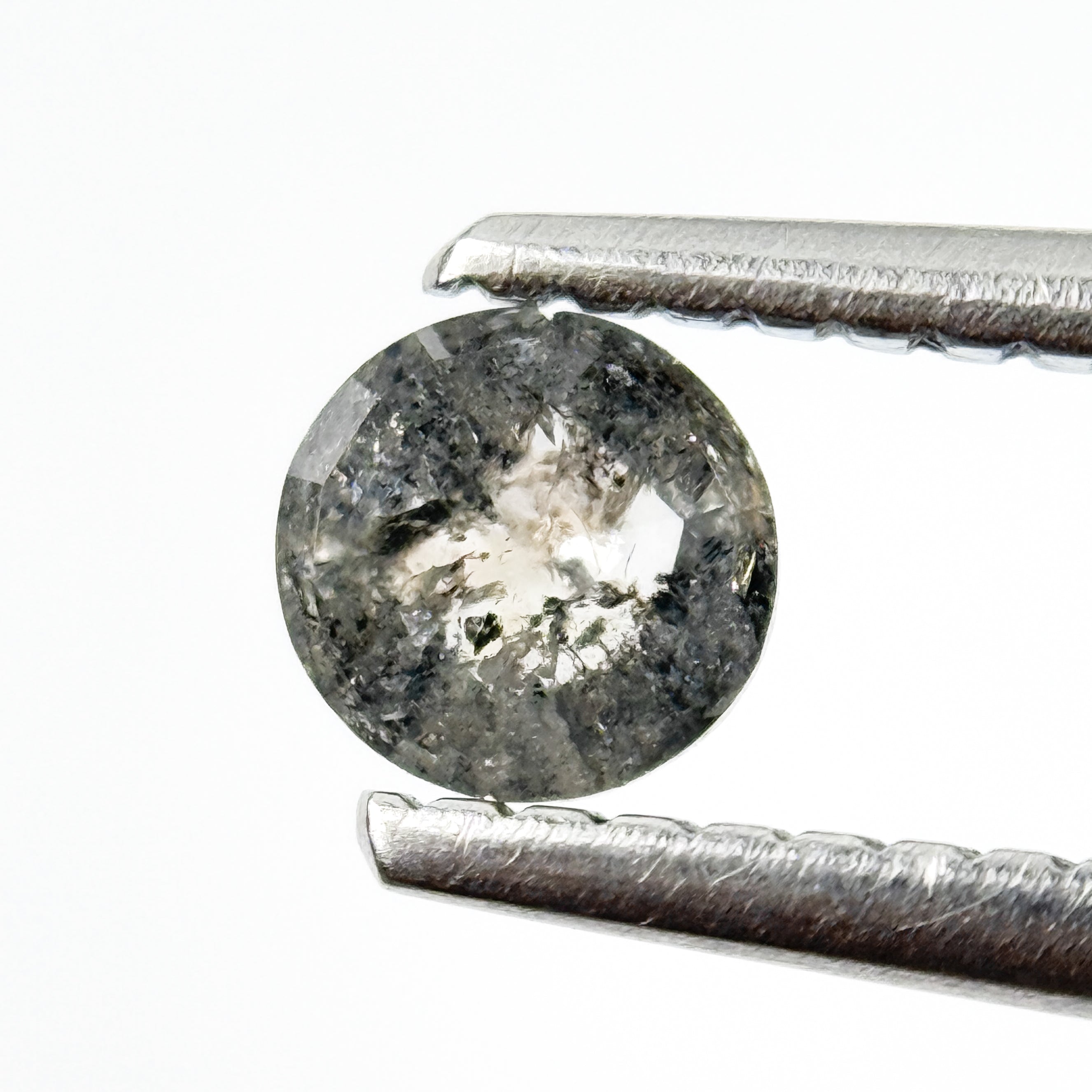 0.33 Ct Round Rose Cut Grey Natural Salt and Pepper Diamond