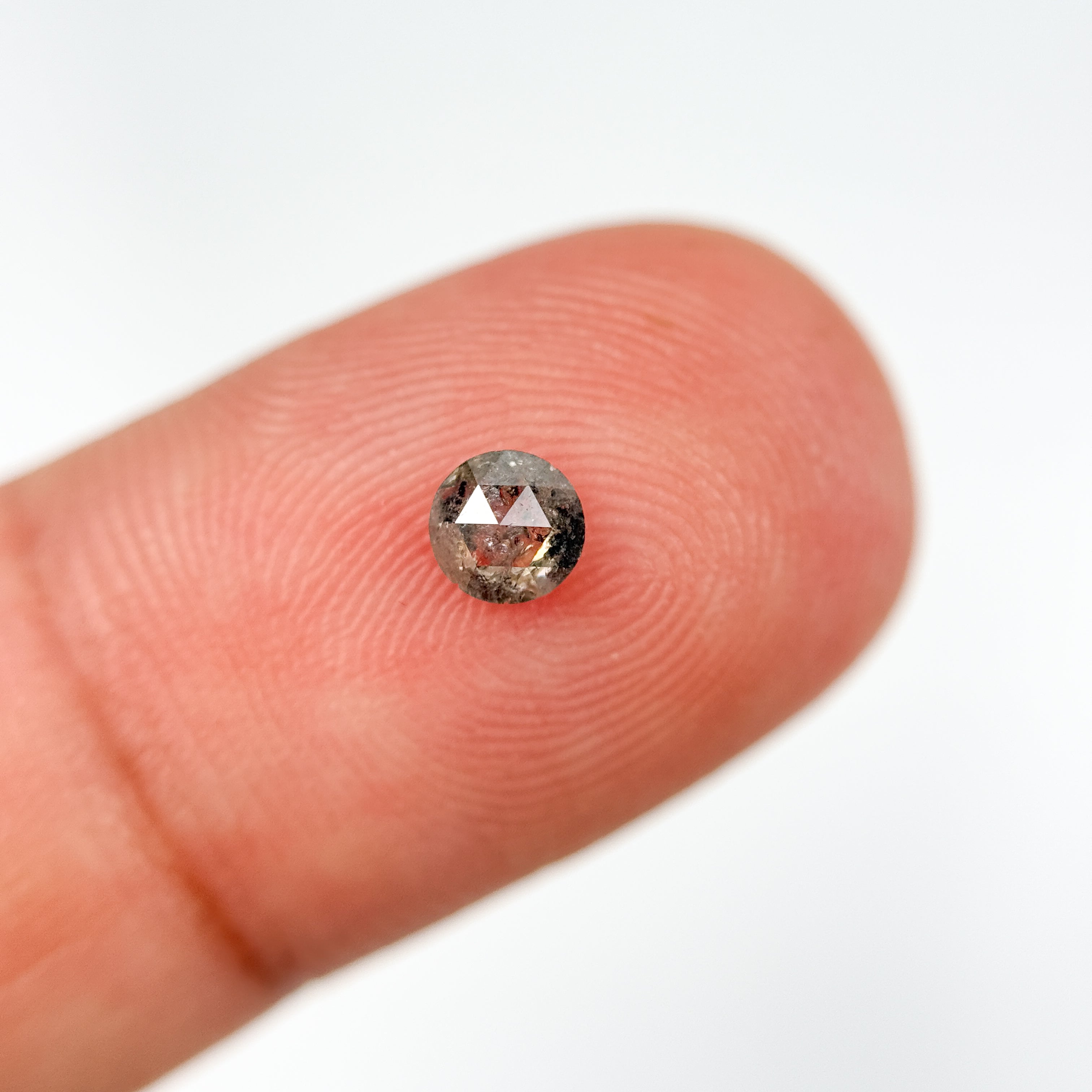0.33 Ct Round Rose Cut Grey Natural Salt and Pepper Diamond