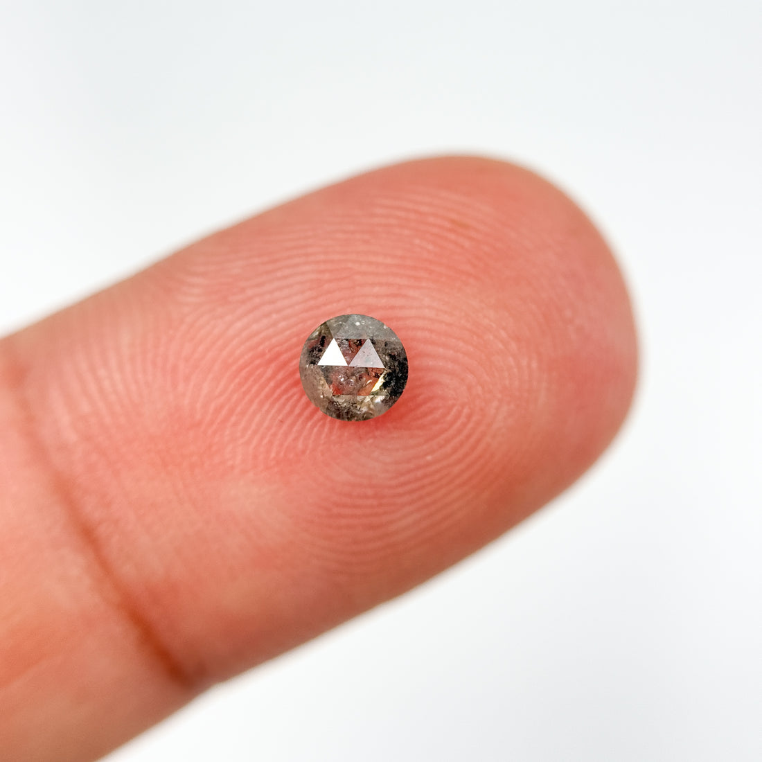 0.33 Ct Round Rose Cut Grey Natural Salt and Pepper Diamond