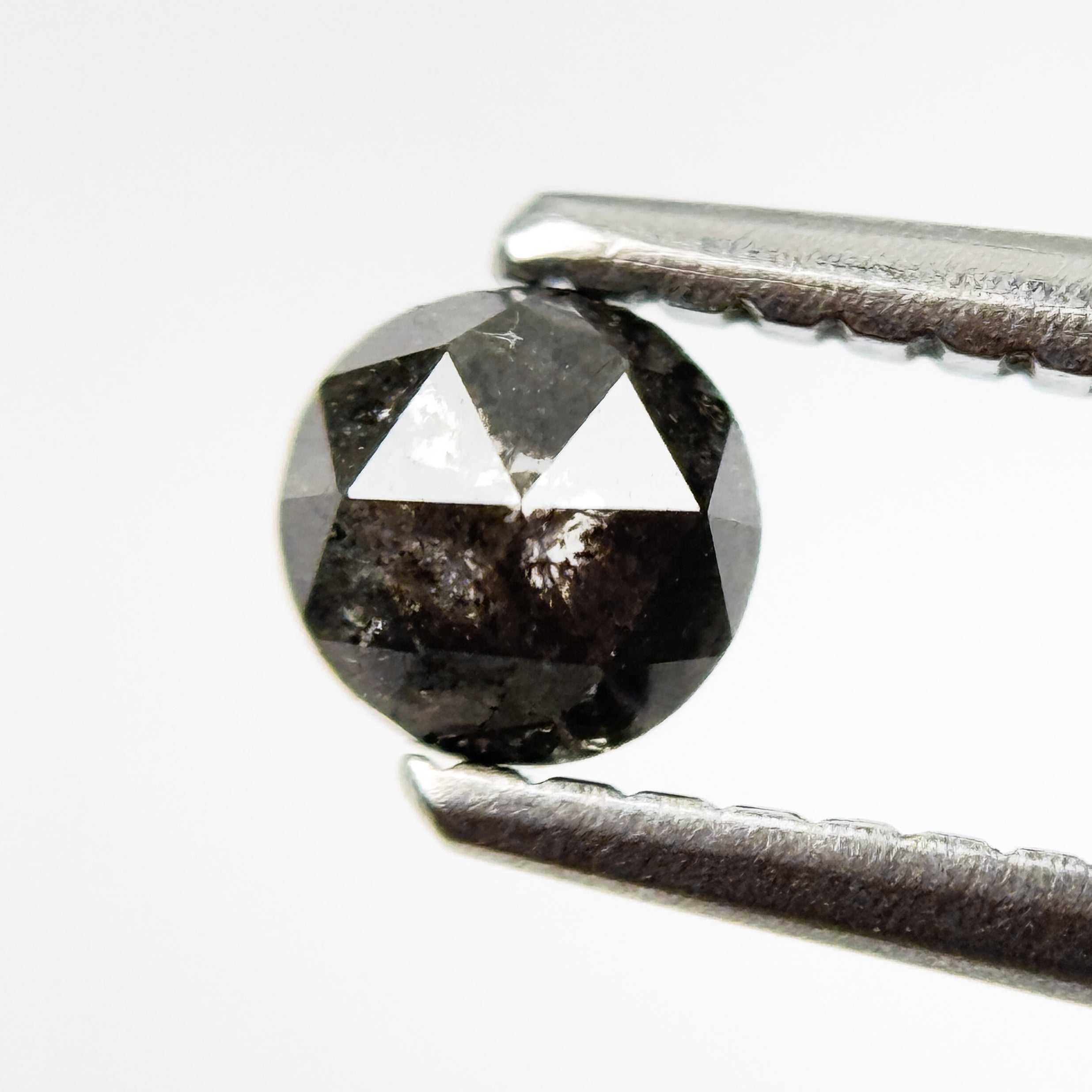 0.34 Ct Round Rose Cut Grey Natural Salt and Pepper Diamond
