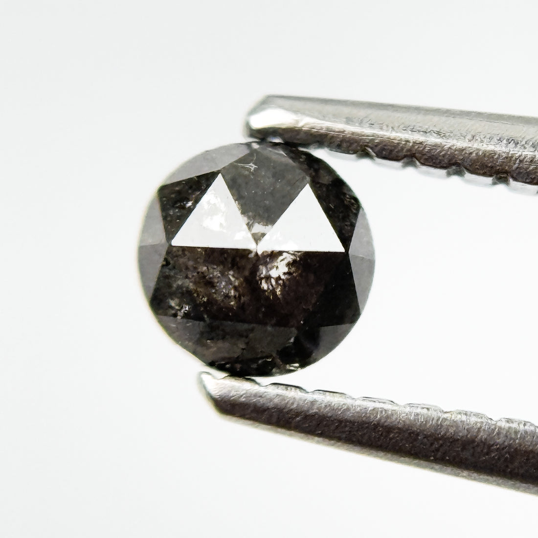0.34 Ct Round Rose Cut Grey Natural Salt and Pepper Diamond