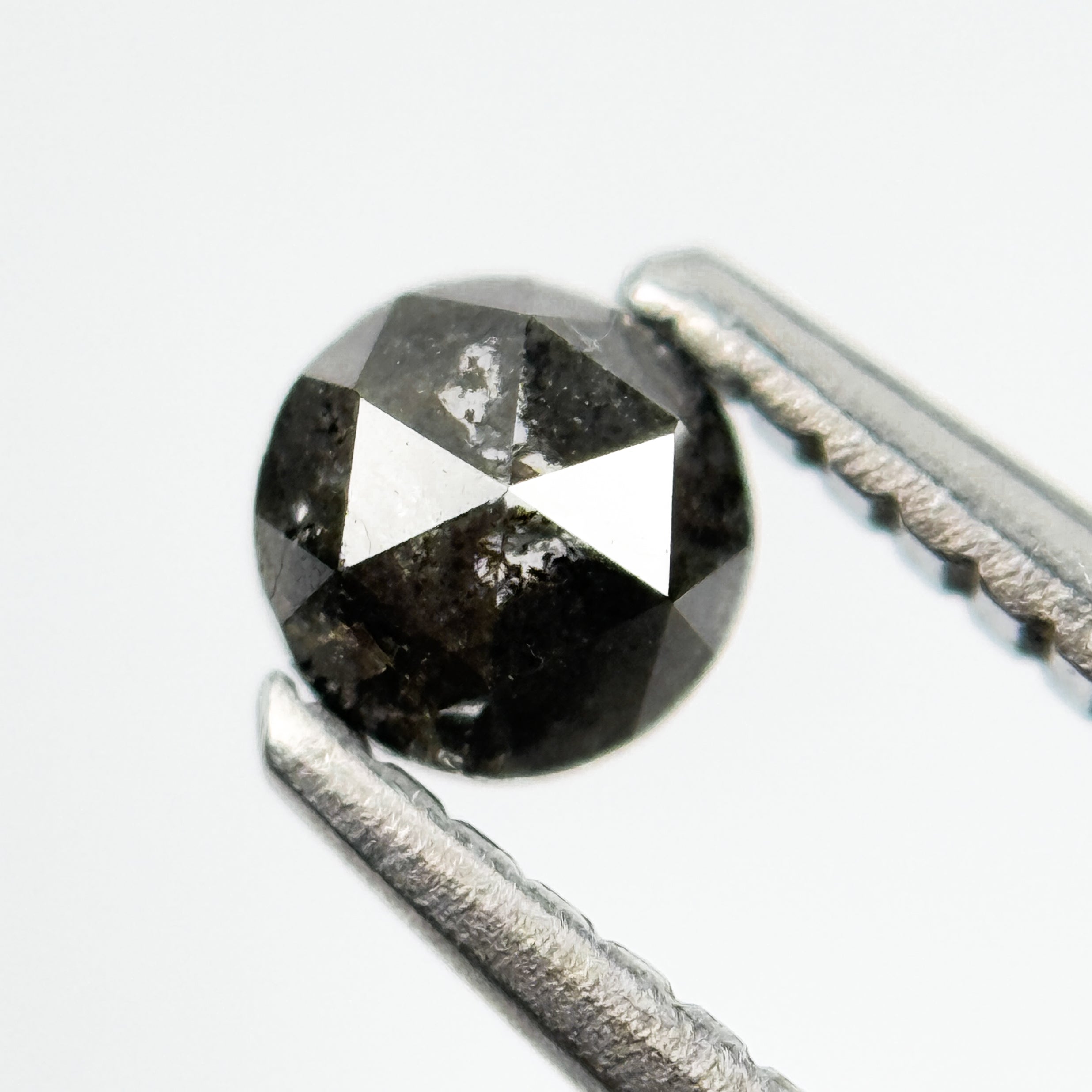 0.34 Ct Round Rose Cut Grey Natural Salt and Pepper Diamond