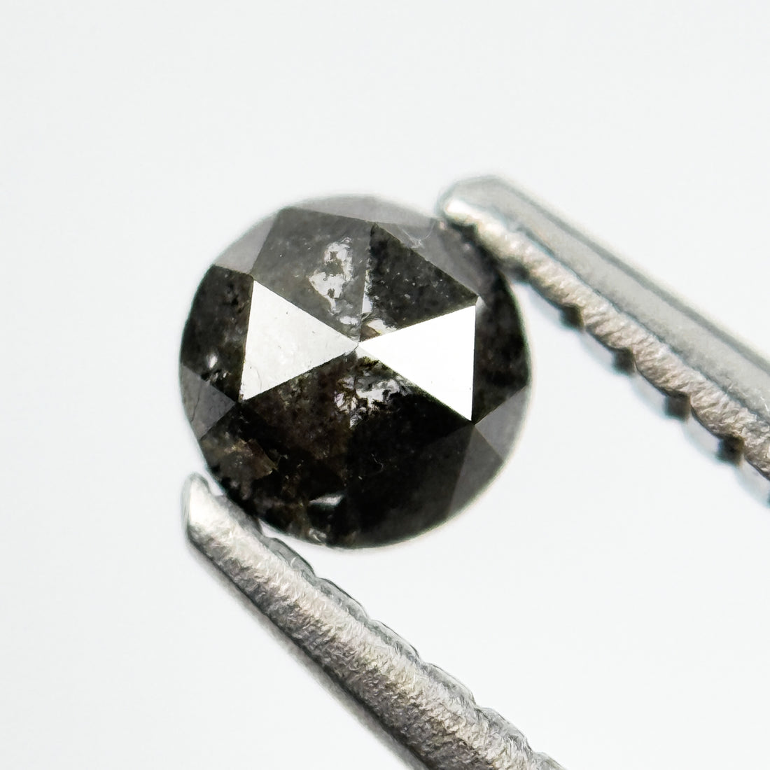 0.34 Ct Round Rose Cut Grey Natural Salt and Pepper Diamond