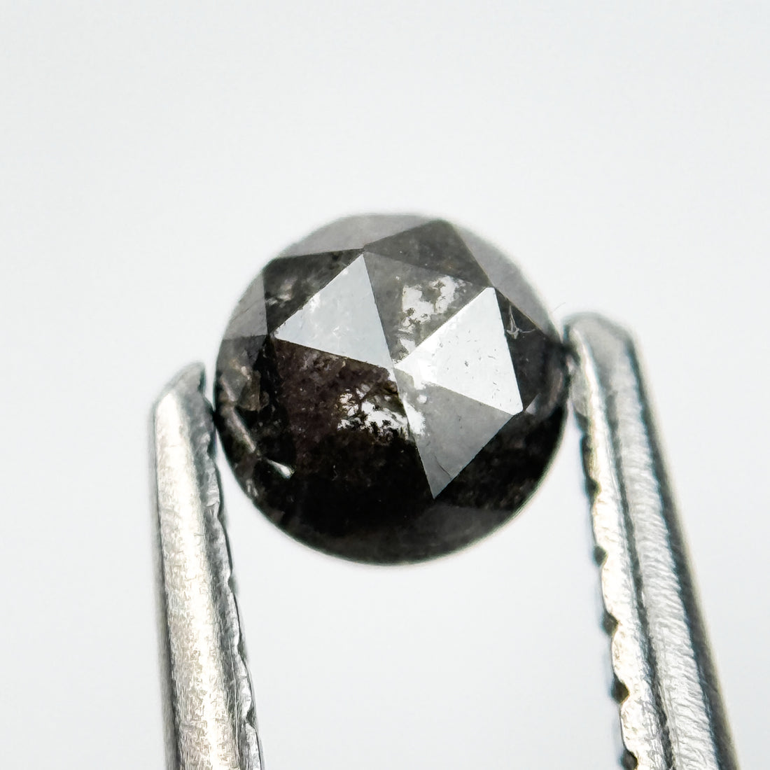 0.34 Ct Round Rose Cut Grey Natural Salt and Pepper Diamond