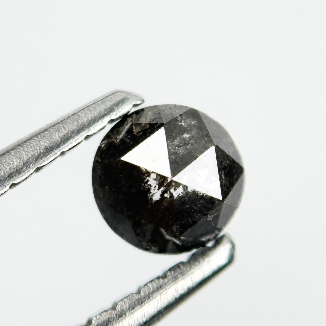0.34 Ct Round Rose Cut Grey Natural Salt and Pepper Diamond