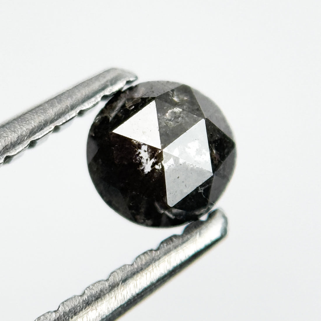 0.34 Ct Round Rose Cut Grey Natural Salt and Pepper Diamond