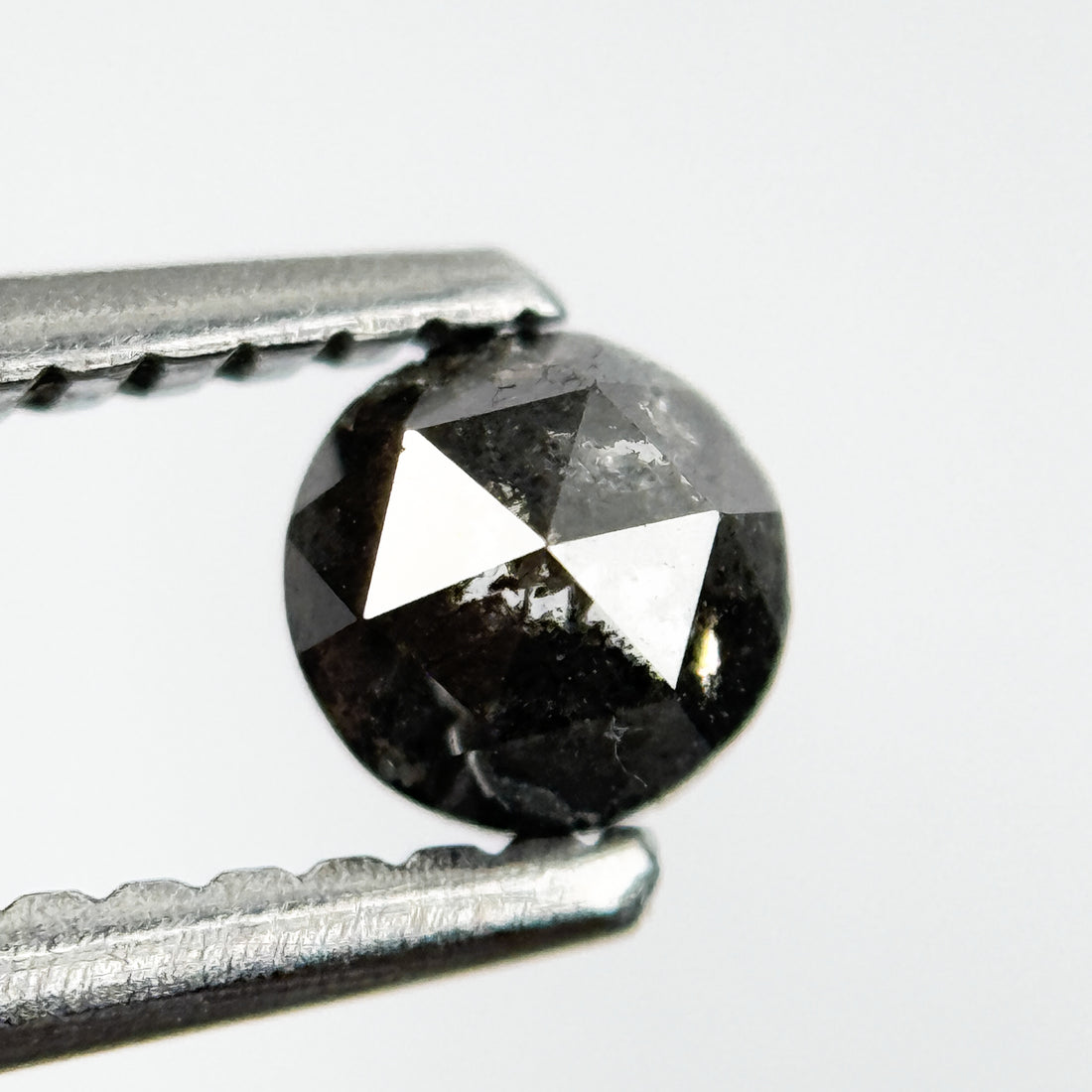 0.34 Ct Round Rose Cut Grey Natural Salt and Pepper Diamond