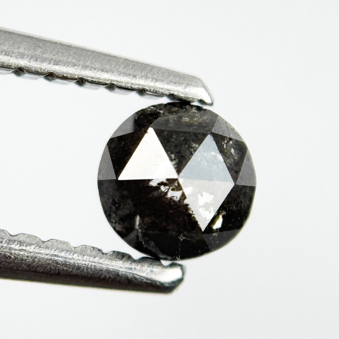 0.34 Ct Round Rose Cut Grey Natural Salt and Pepper Diamond