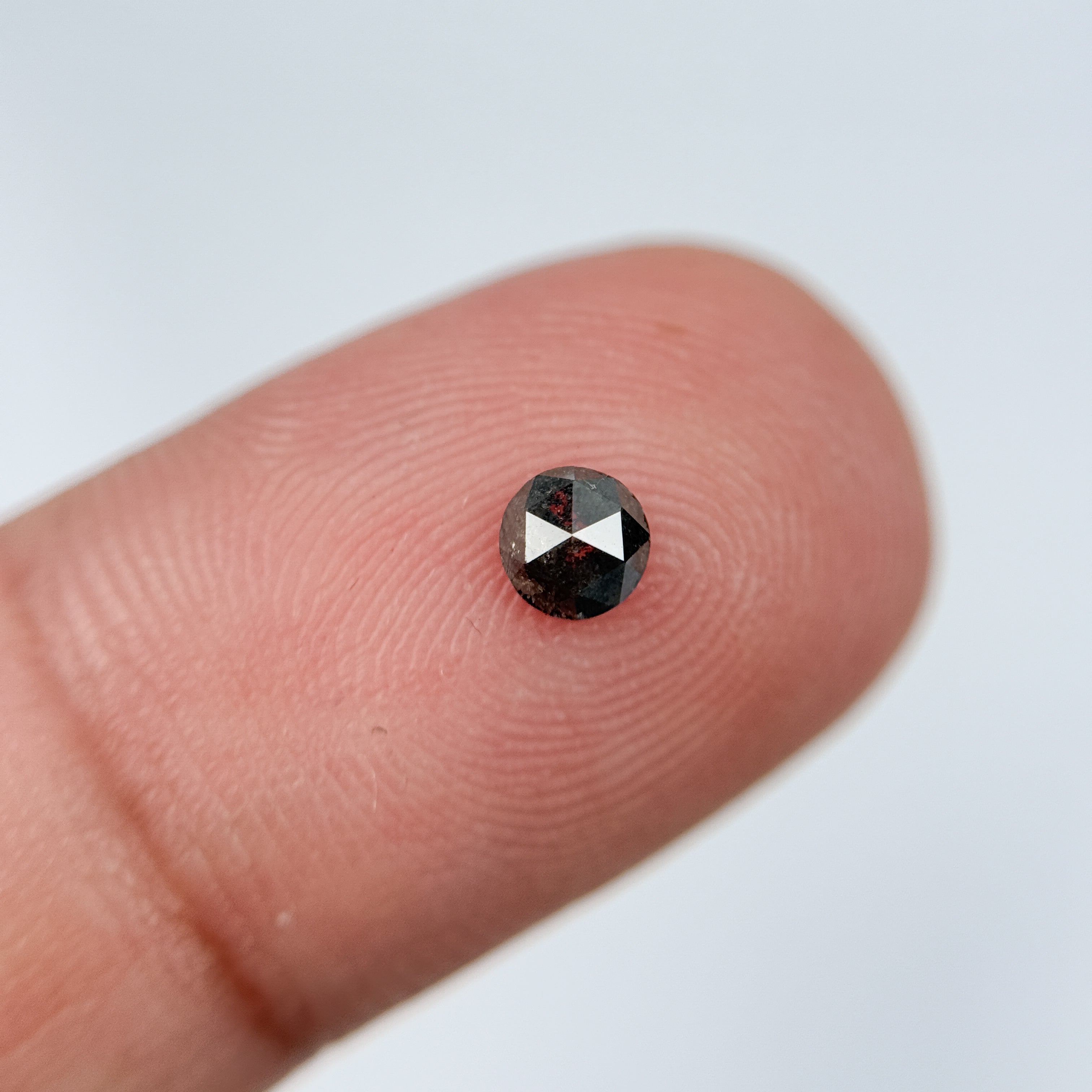 0.34 Ct Round Rose Cut Grey Natural Salt and Pepper Diamond