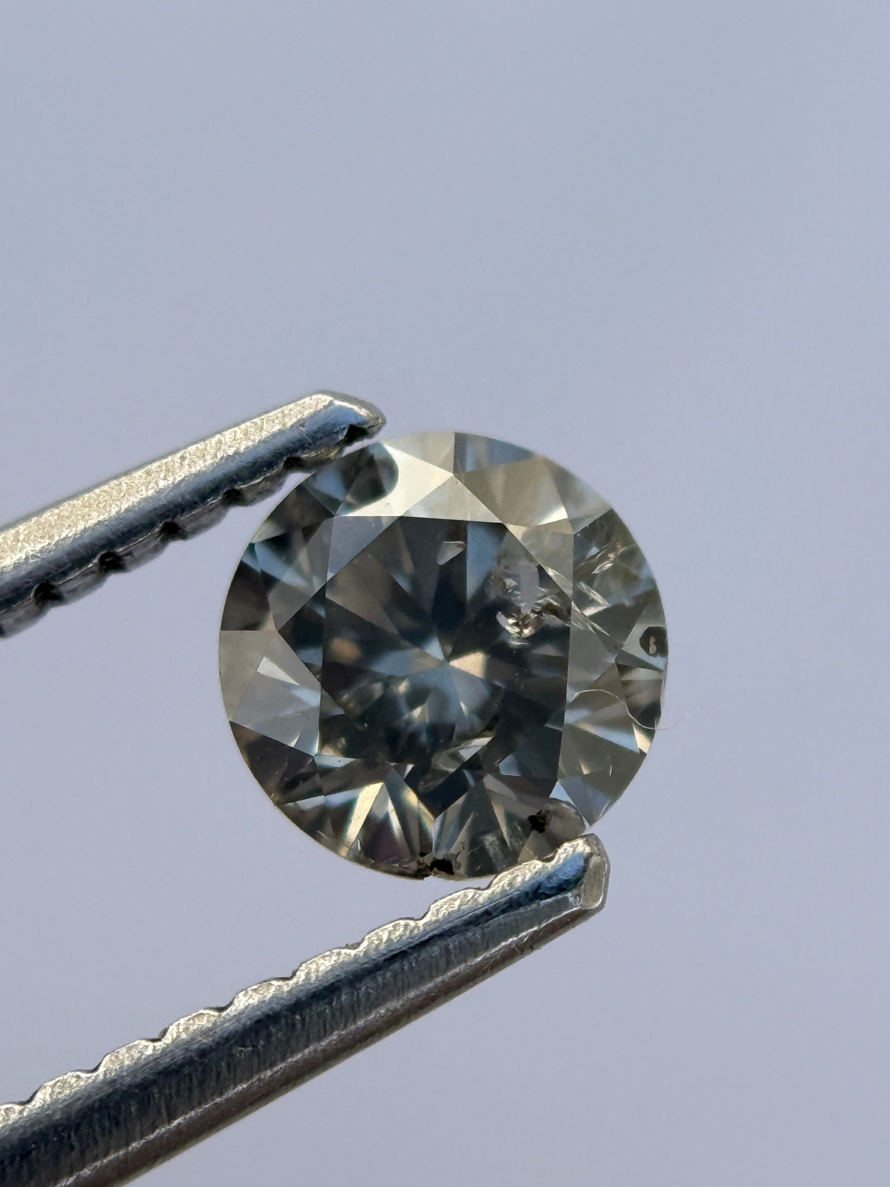 0.54 Ct Round Brilliant Cut Grey Natural Salt and Pepper Diamond