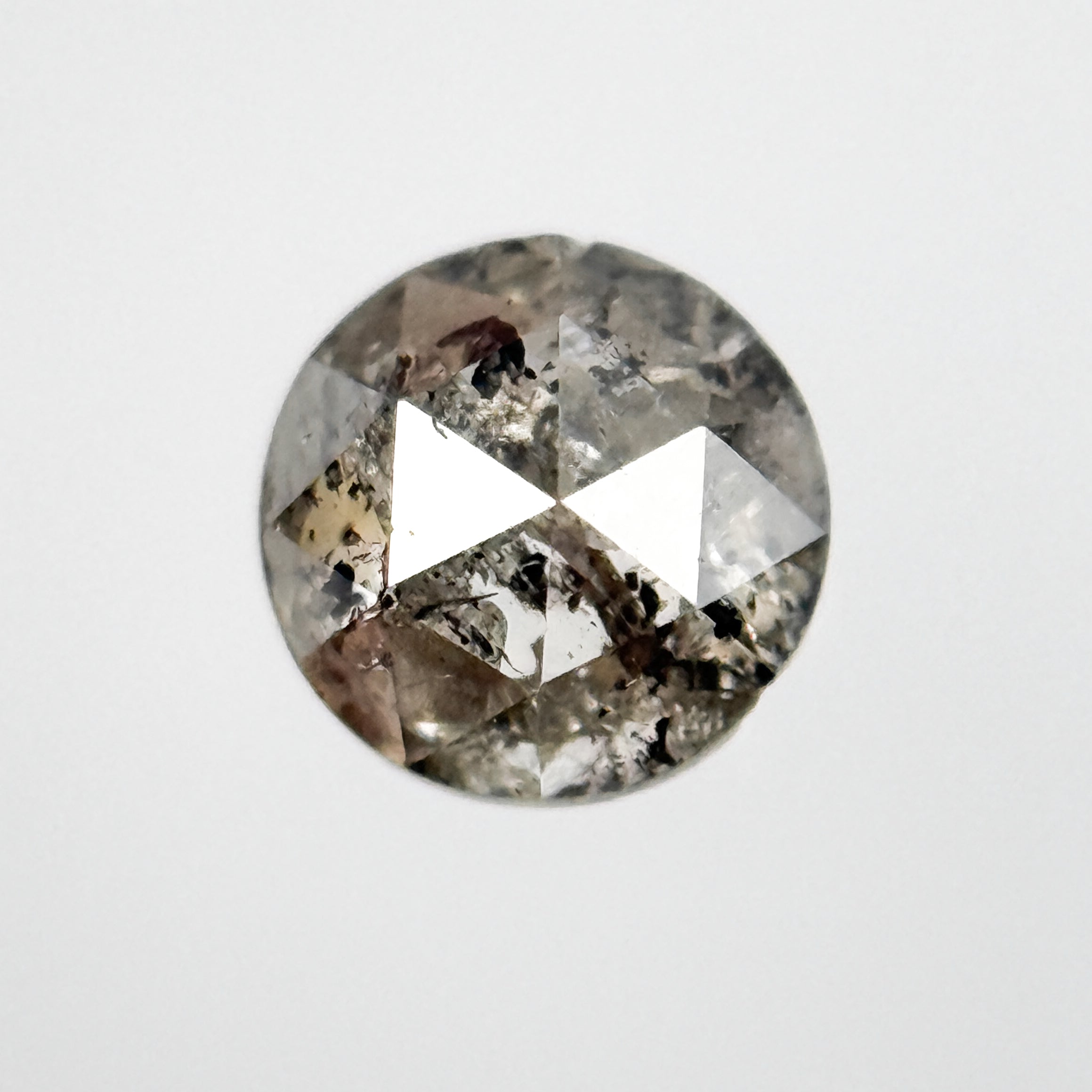 0.43 Ct Round Rose Cut Grey Natural Salt and Pepper Diamond