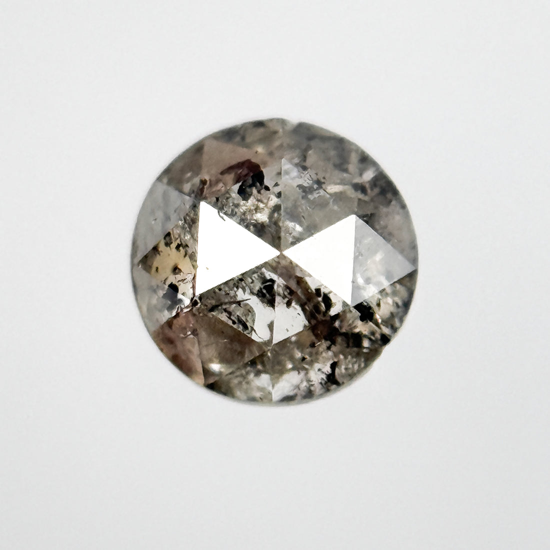0.43 Ct Round Rose Cut Grey Natural Salt and Pepper Diamond