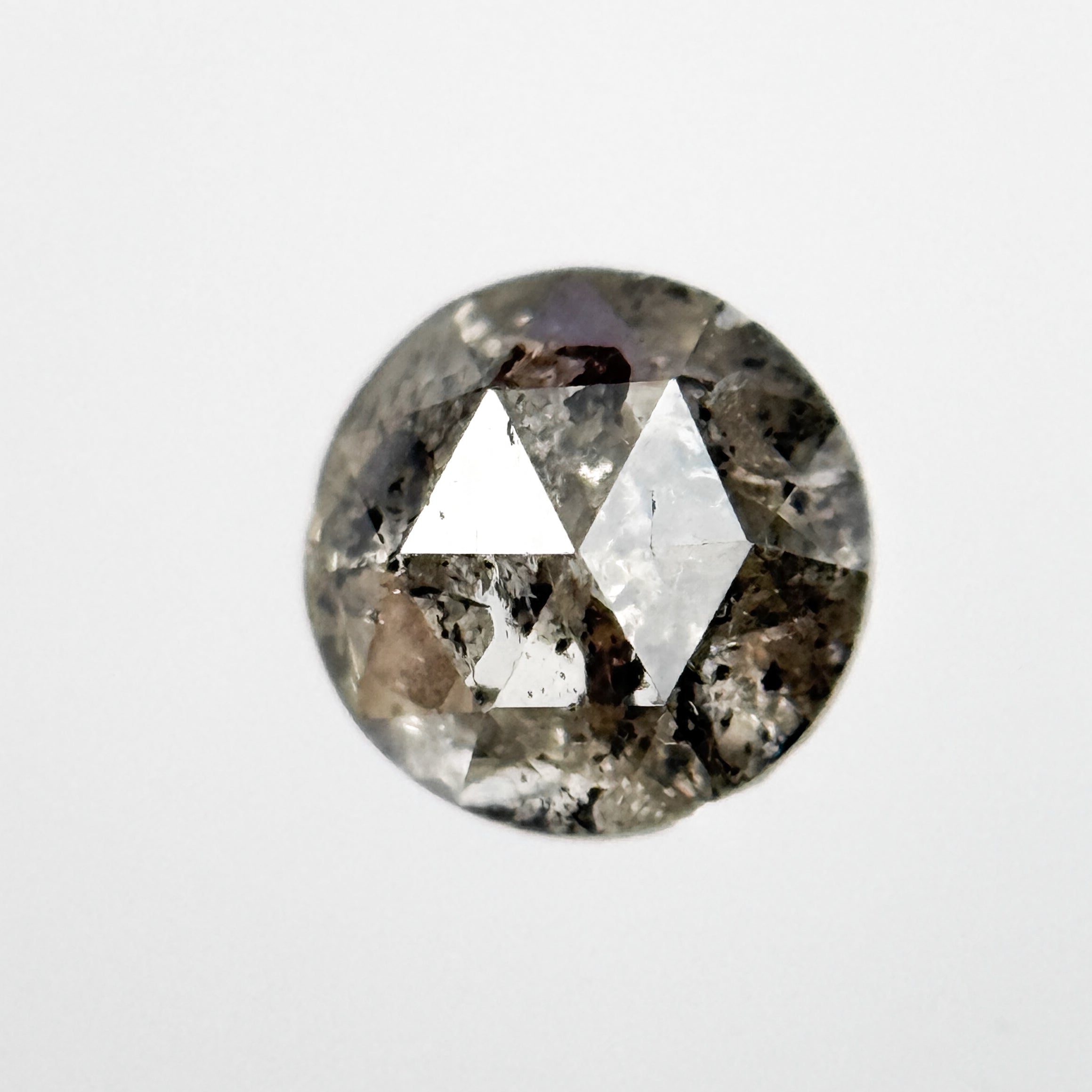 0.43 Ct Round Rose Cut Grey Natural Salt and Pepper Diamond