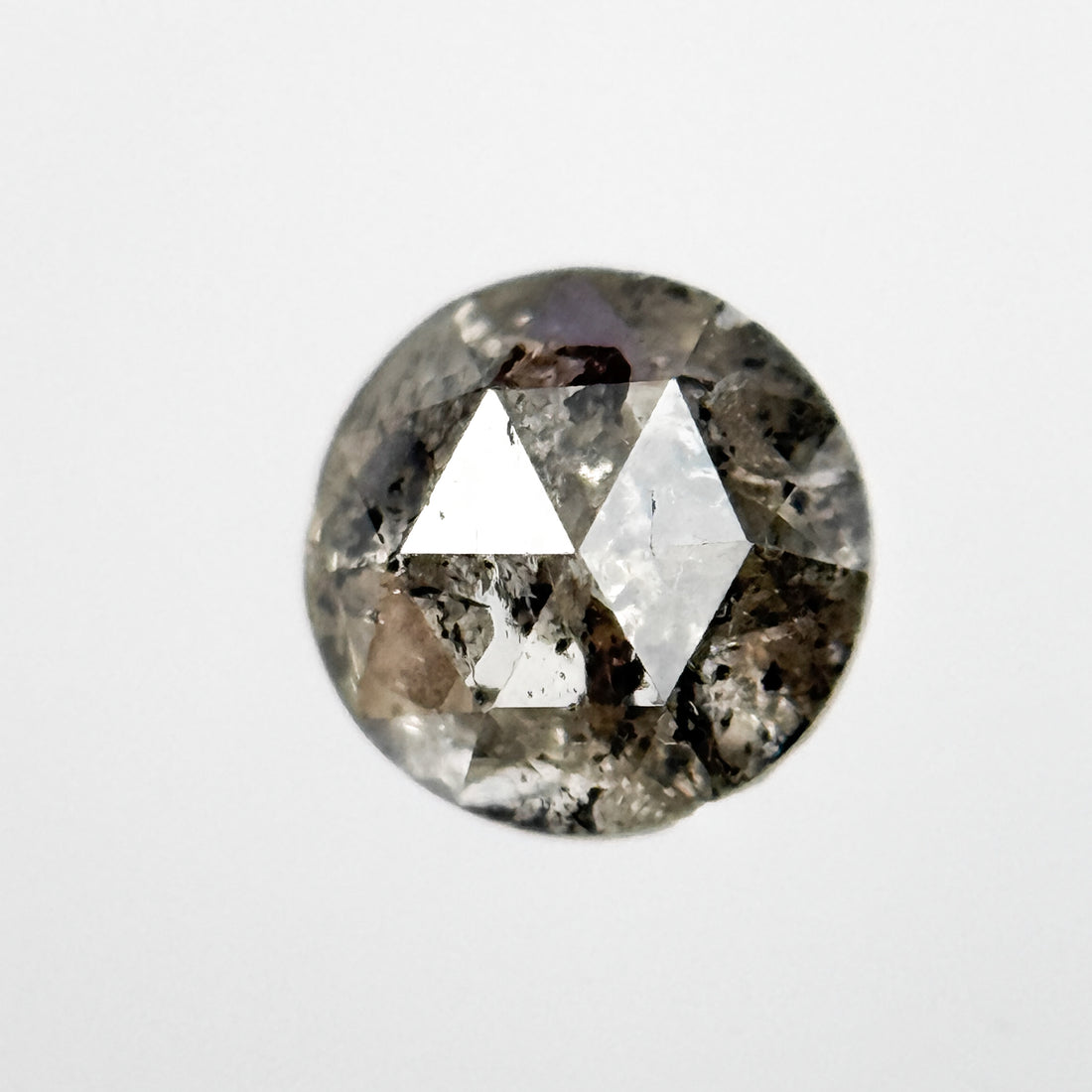 0.43 Ct Round Rose Cut Grey Natural Salt and Pepper Diamond