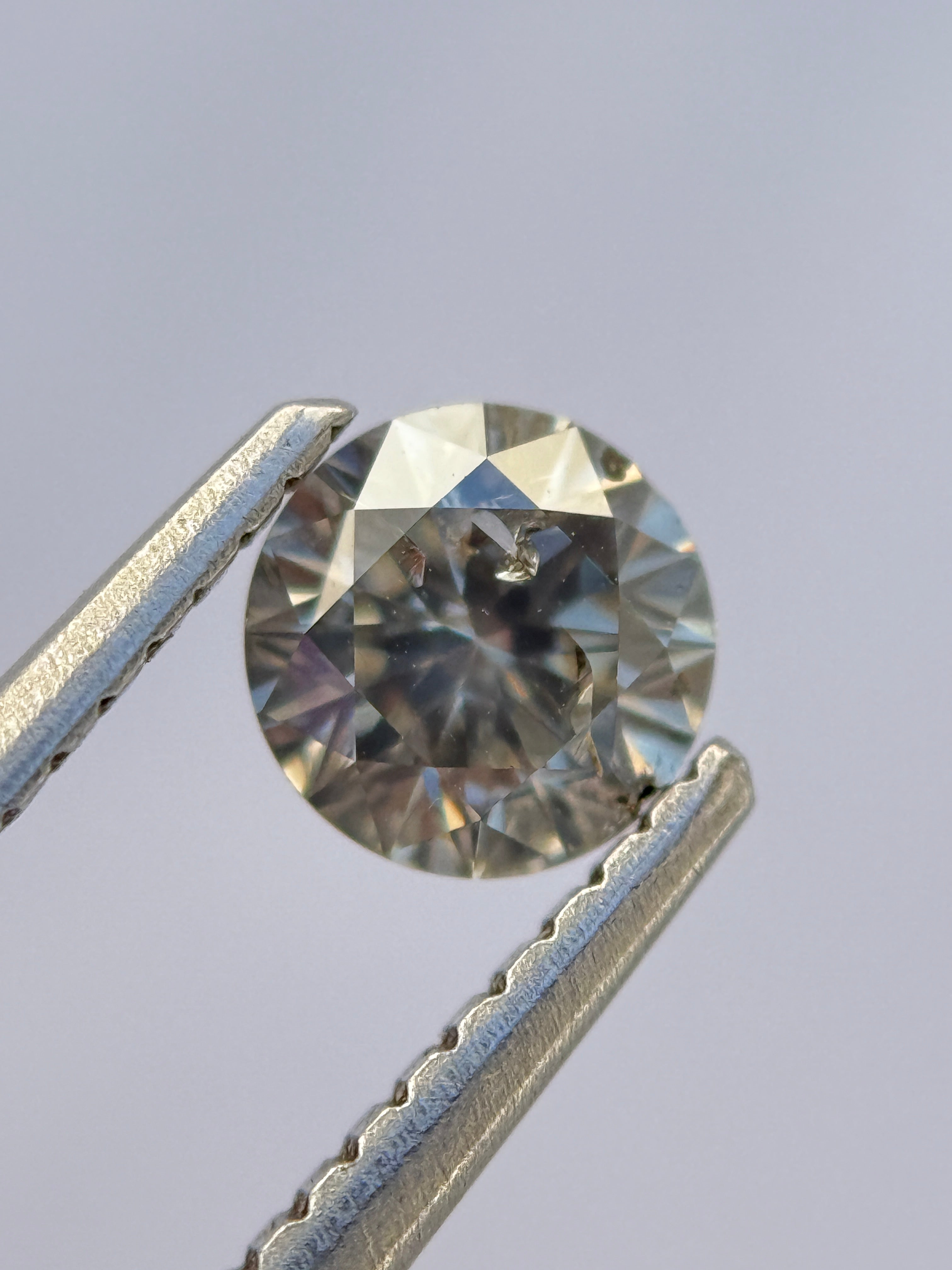 0.54 Ct Round Brilliant Cut Grey Natural Salt and Pepper Diamond
