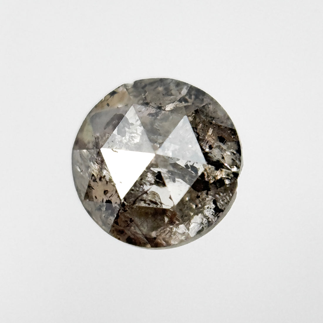 0.43 Ct Round Rose Cut Grey Natural Salt and Pepper Diamond