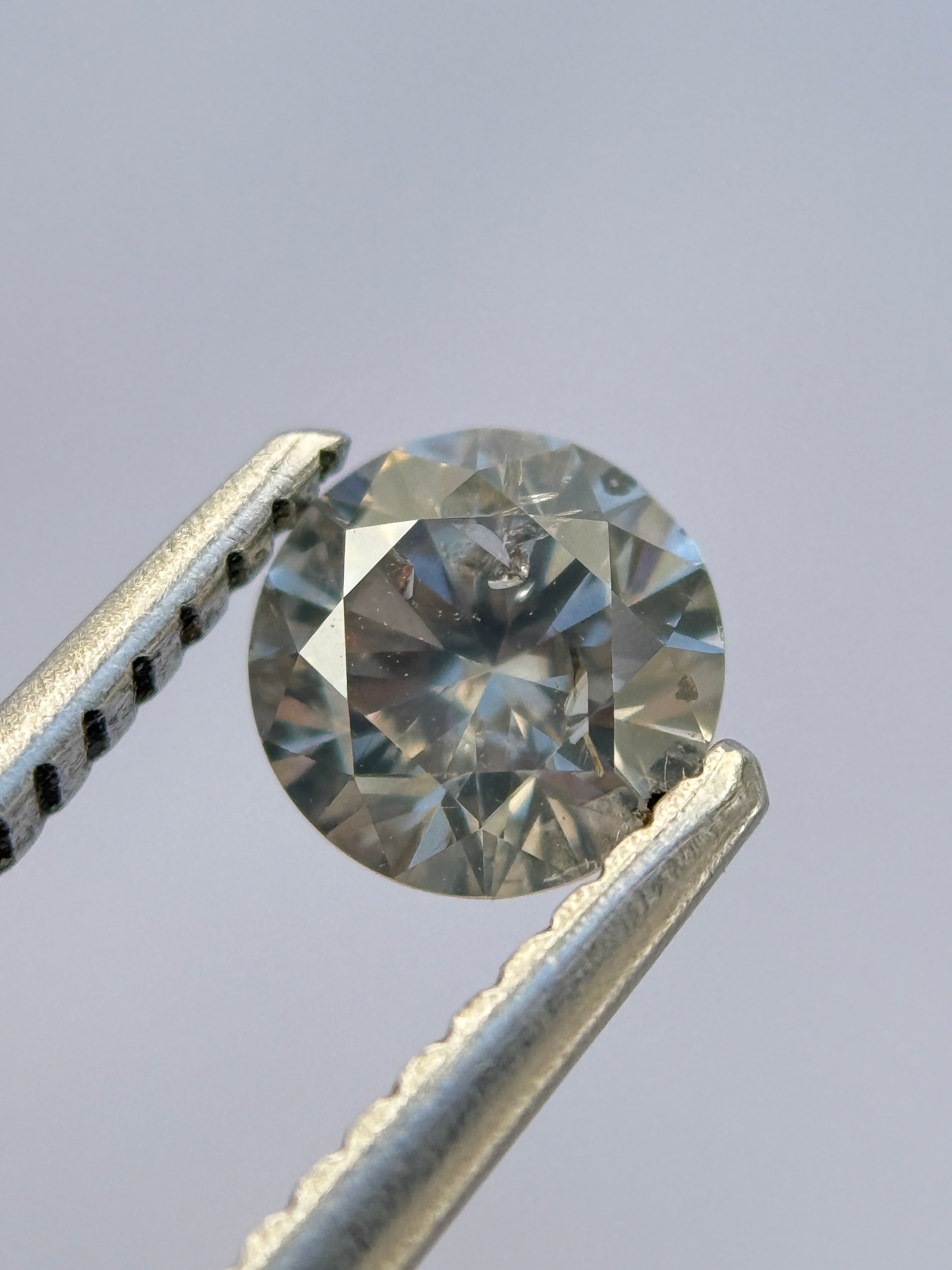 0.54 Ct Round Brilliant Cut Grey Natural Salt and Pepper Diamond