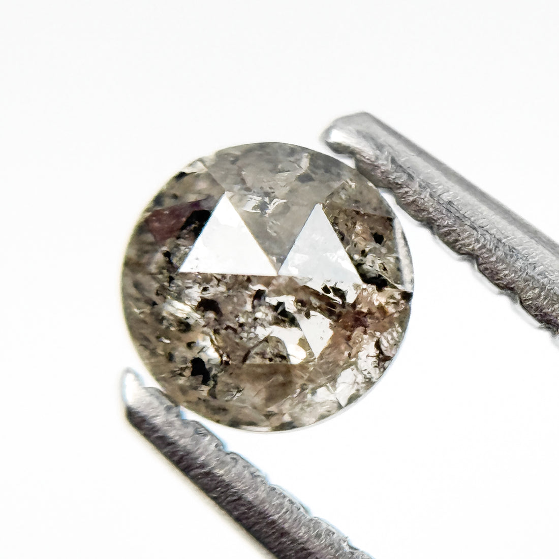 0.43 Ct Round Rose Cut Grey Natural Salt and Pepper Diamond