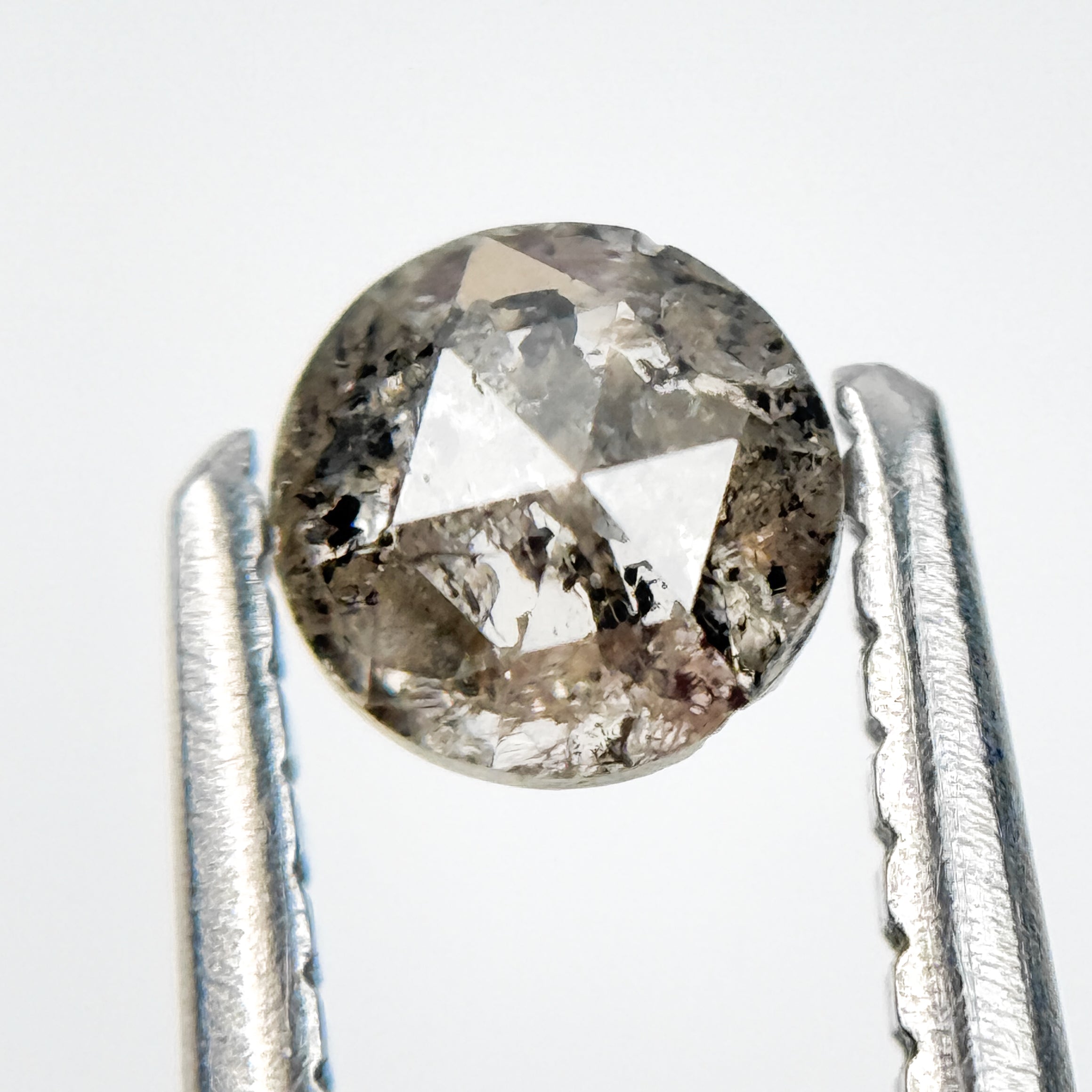 0.43 Ct Round Rose Cut Grey Natural Salt and Pepper Diamond