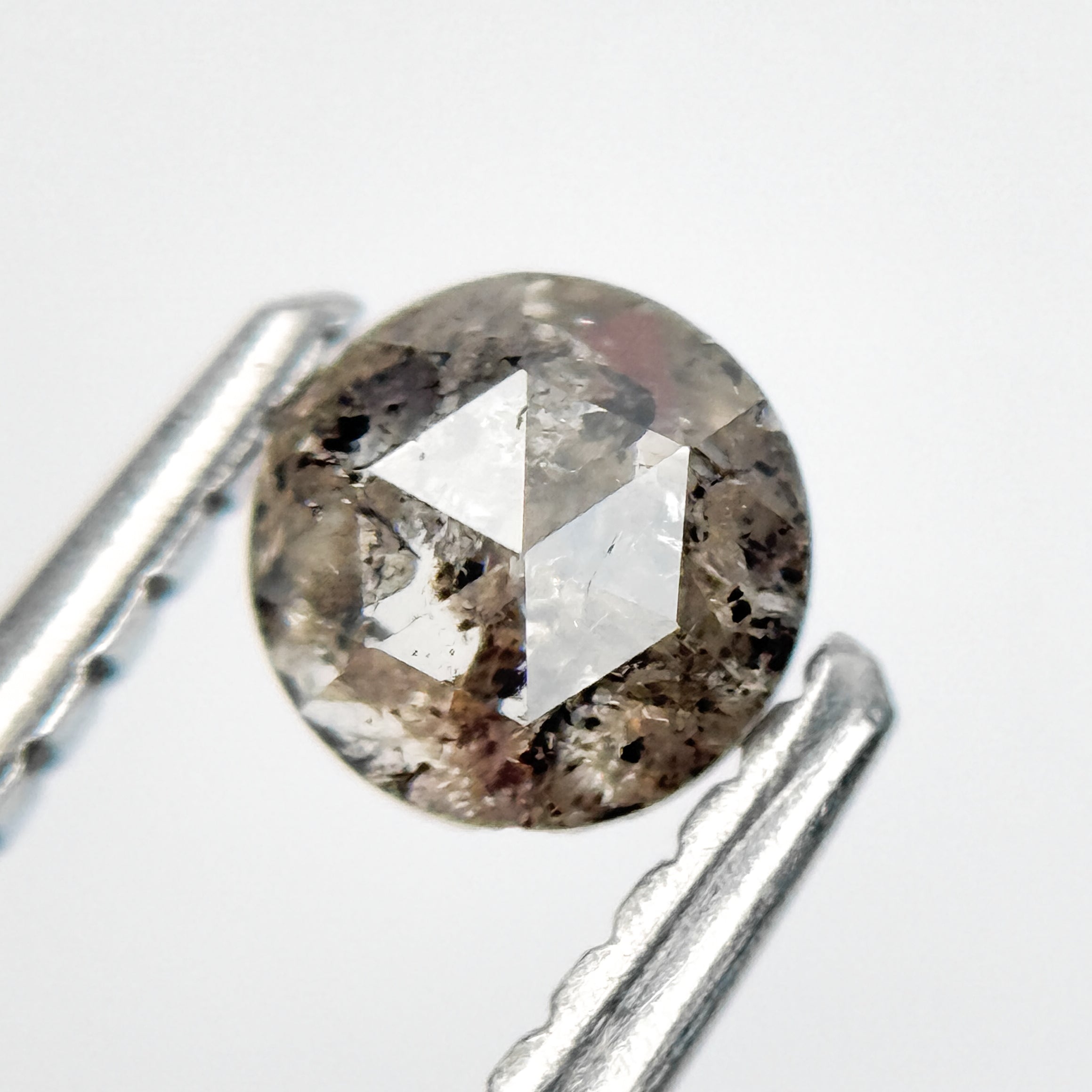 0.43 Ct Round Rose Cut Grey Natural Salt and Pepper Diamond