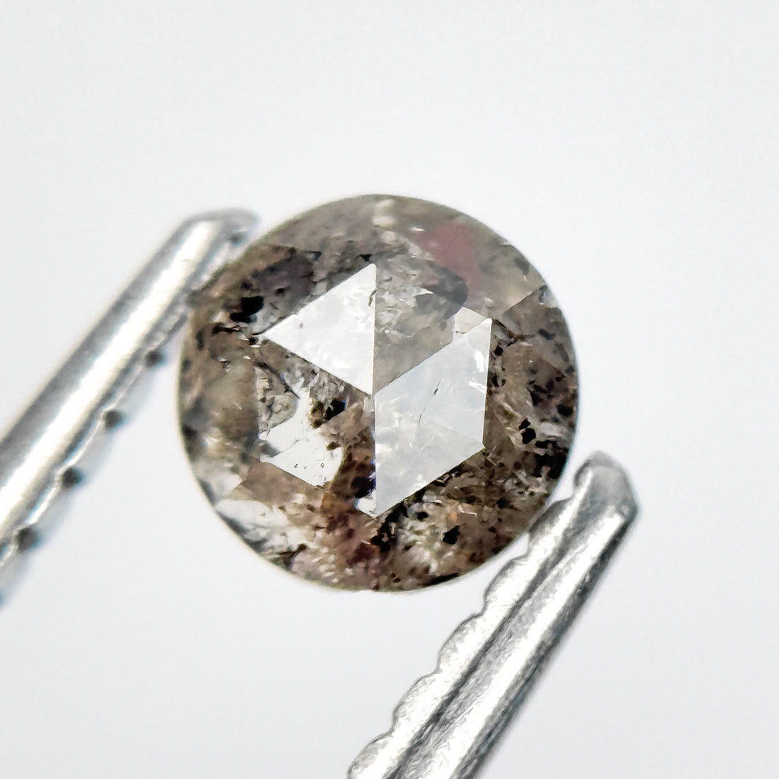 0.43 Ct Round Rose Cut Grey Natural Salt and Pepper Diamond